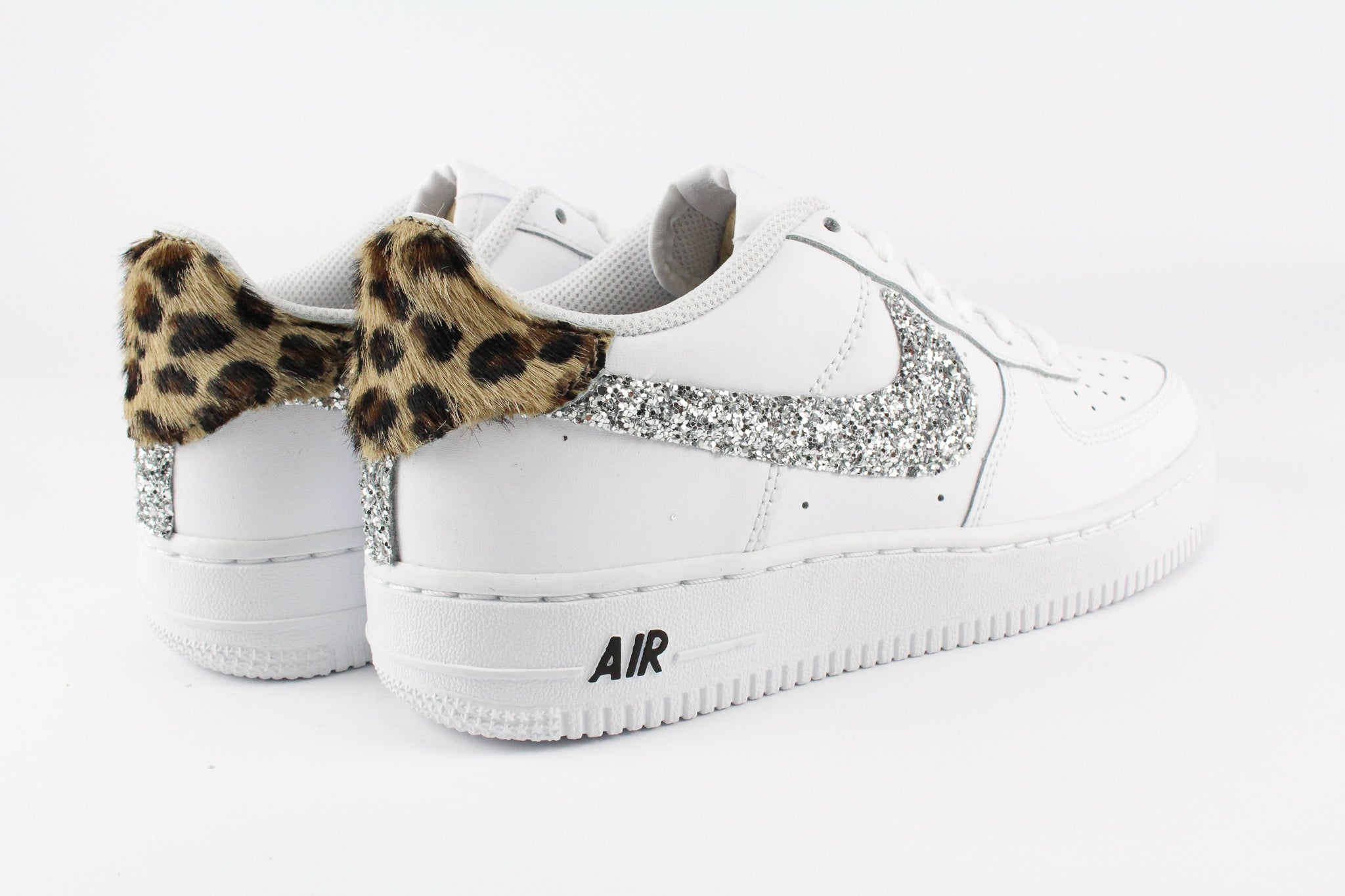 Nike Air Force 1 '07 Silver Glitter & Cavallino Maculato