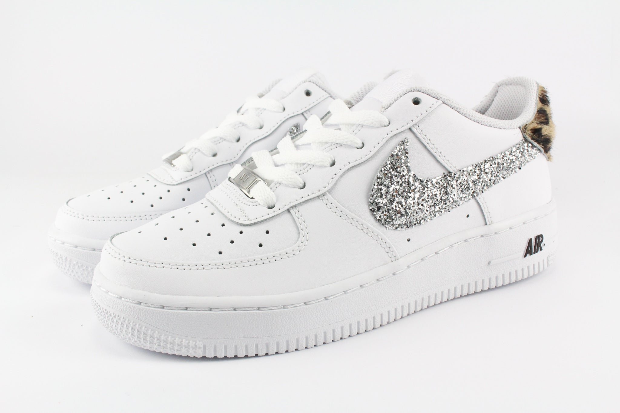 Nike Air Force 1 '07 Silver Glitter & Cavallino Maculato