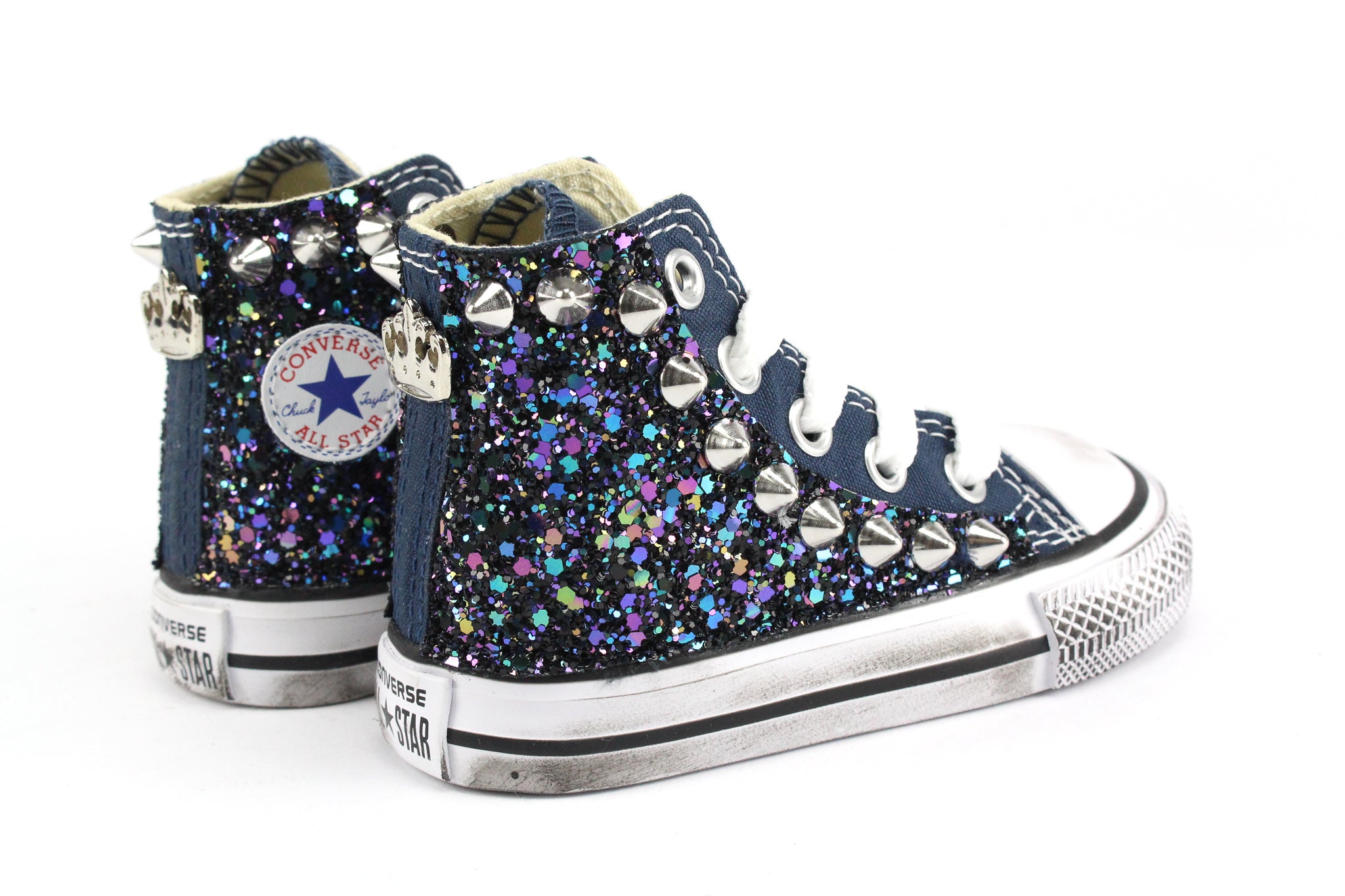 Converse All Star J Navy Black Iris Glitter & Borchie