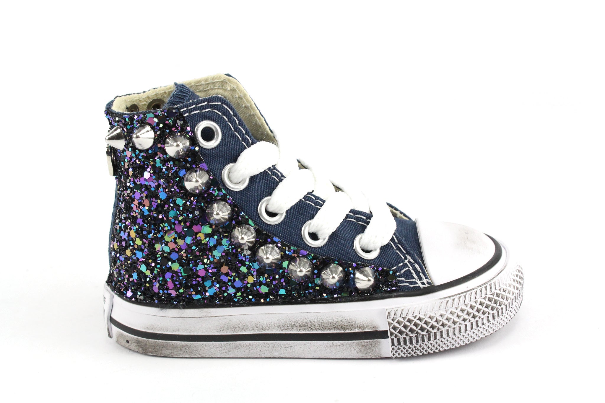 Converse All Star J Navy Black Iris Glitter & Borchie