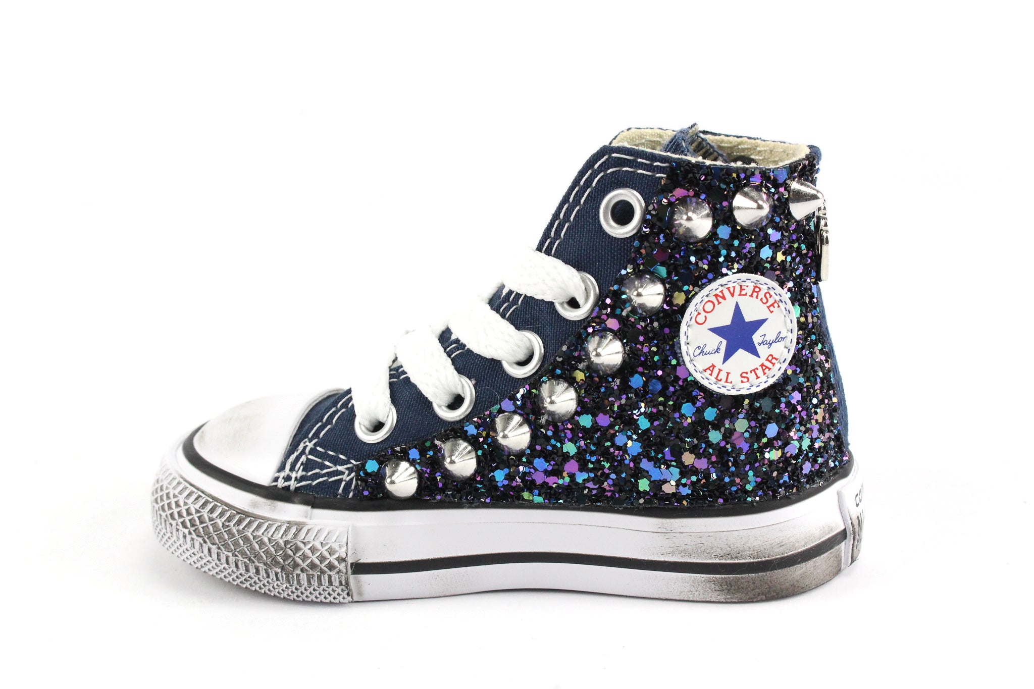 Converse All Star J Navy Black Iris Glitter & Borchie