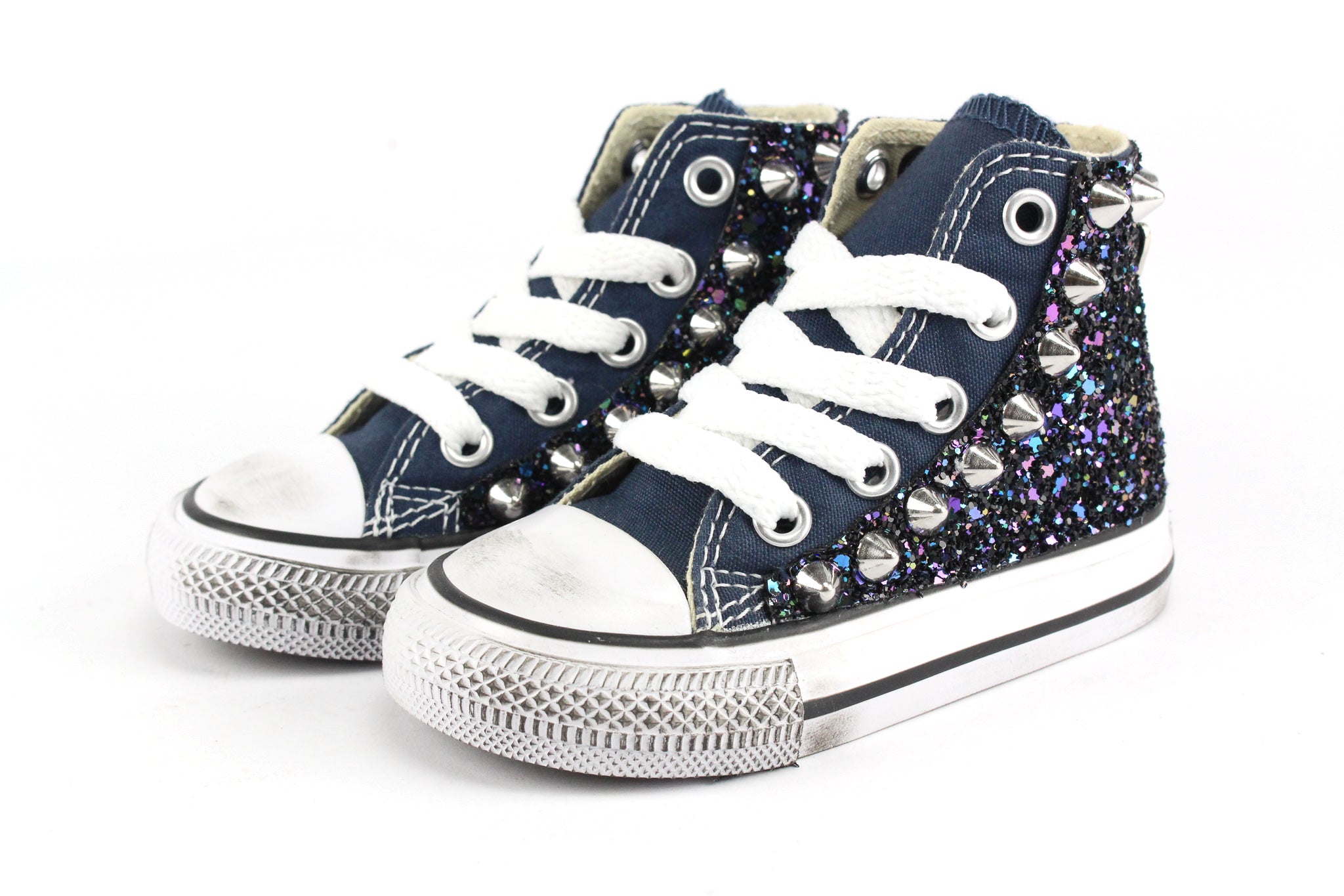 Converse All Star J Navy Black Iris Glitter & Borchie