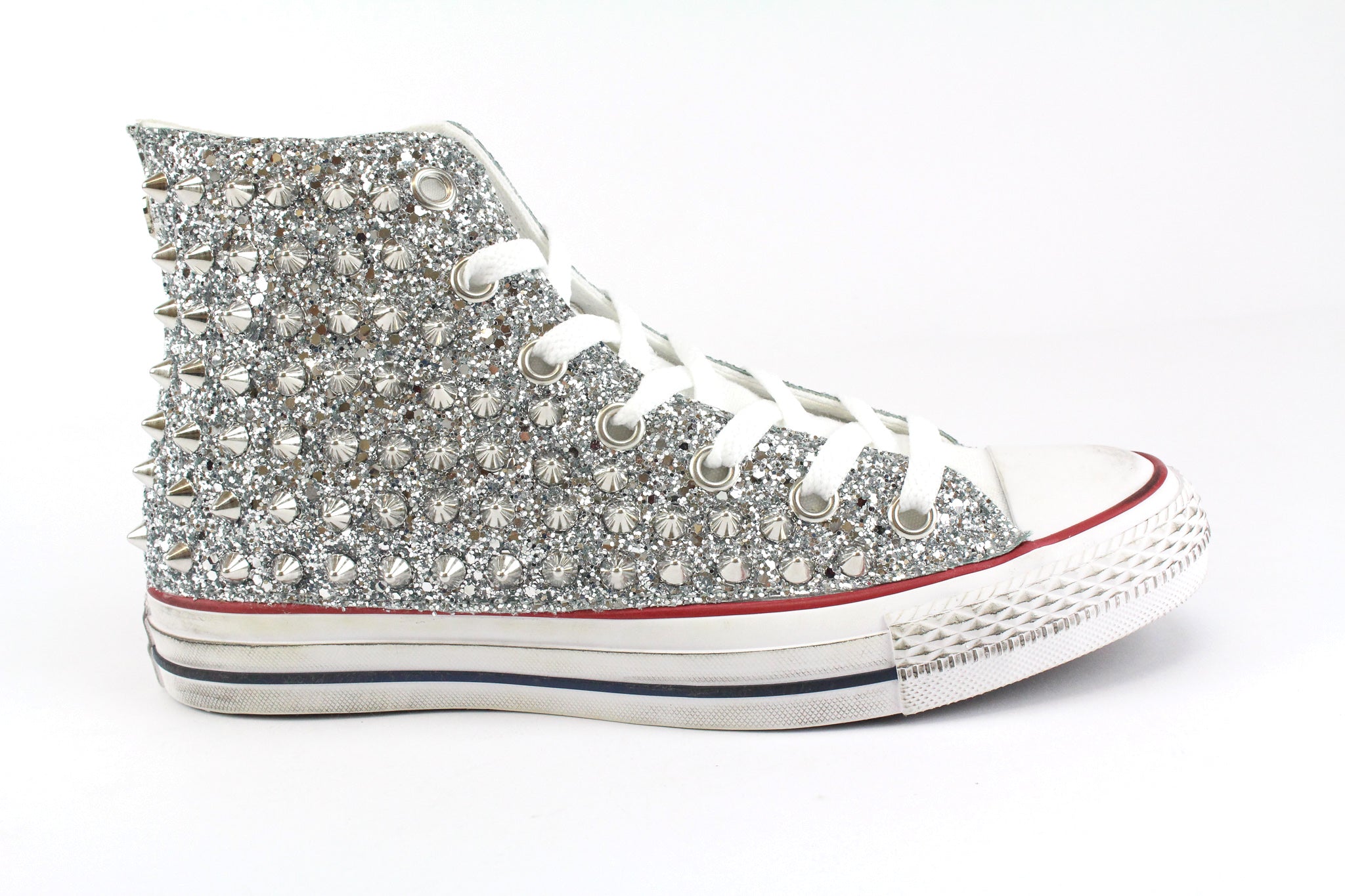 Converse All Star White Total Glitter & Borchie