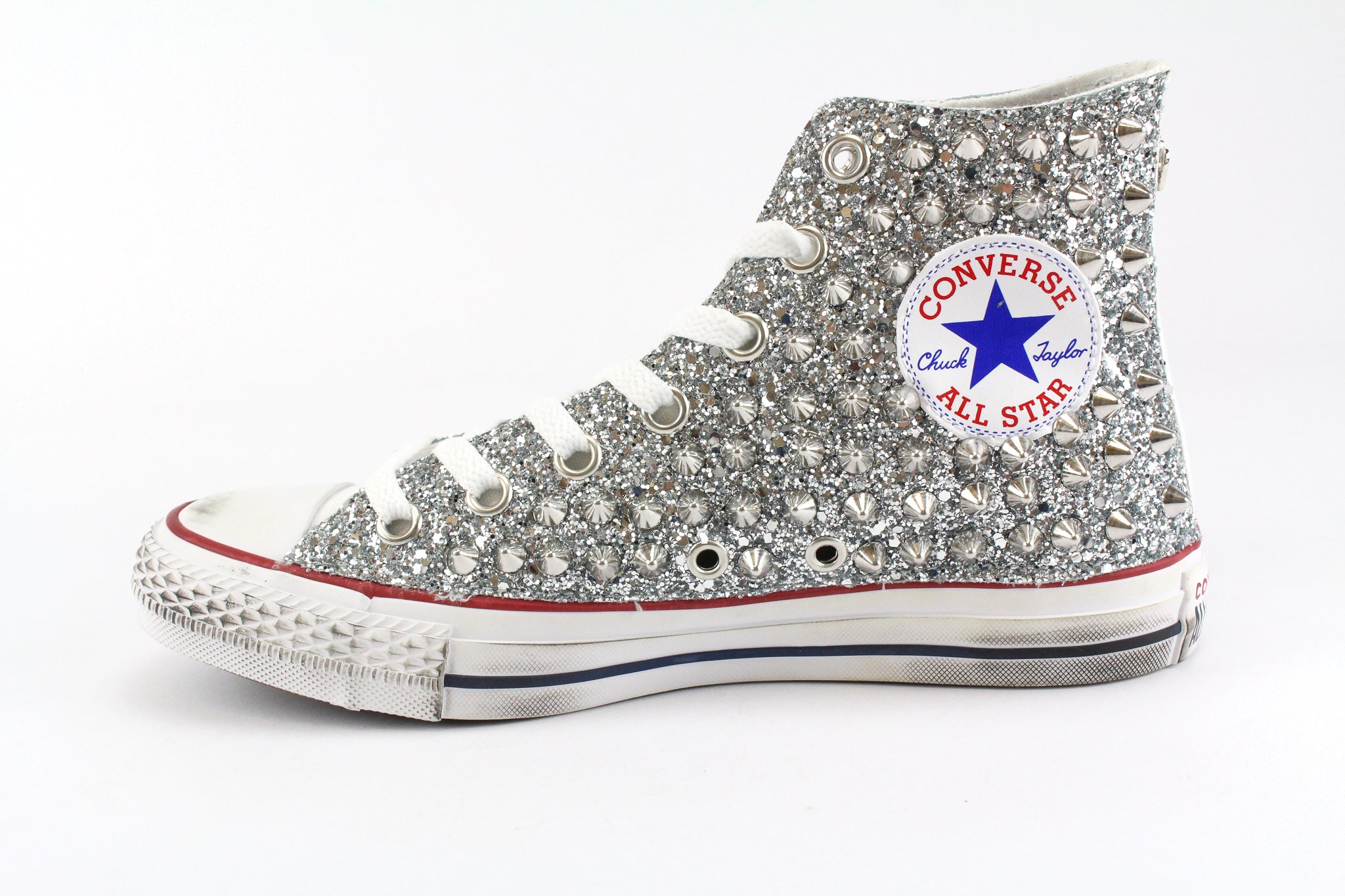 Converse All Star White Total Glitter & Borchie