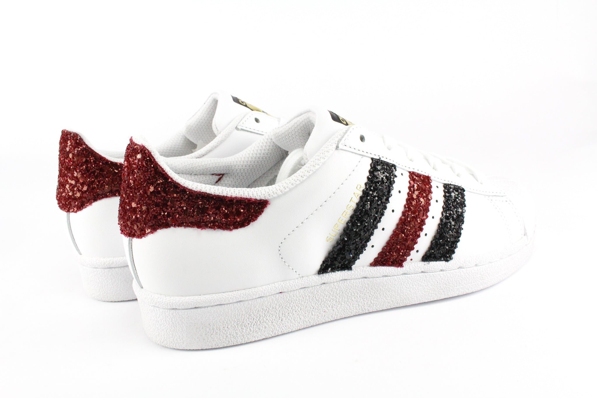 Adidas Superstar Burgundi & Black Glitter