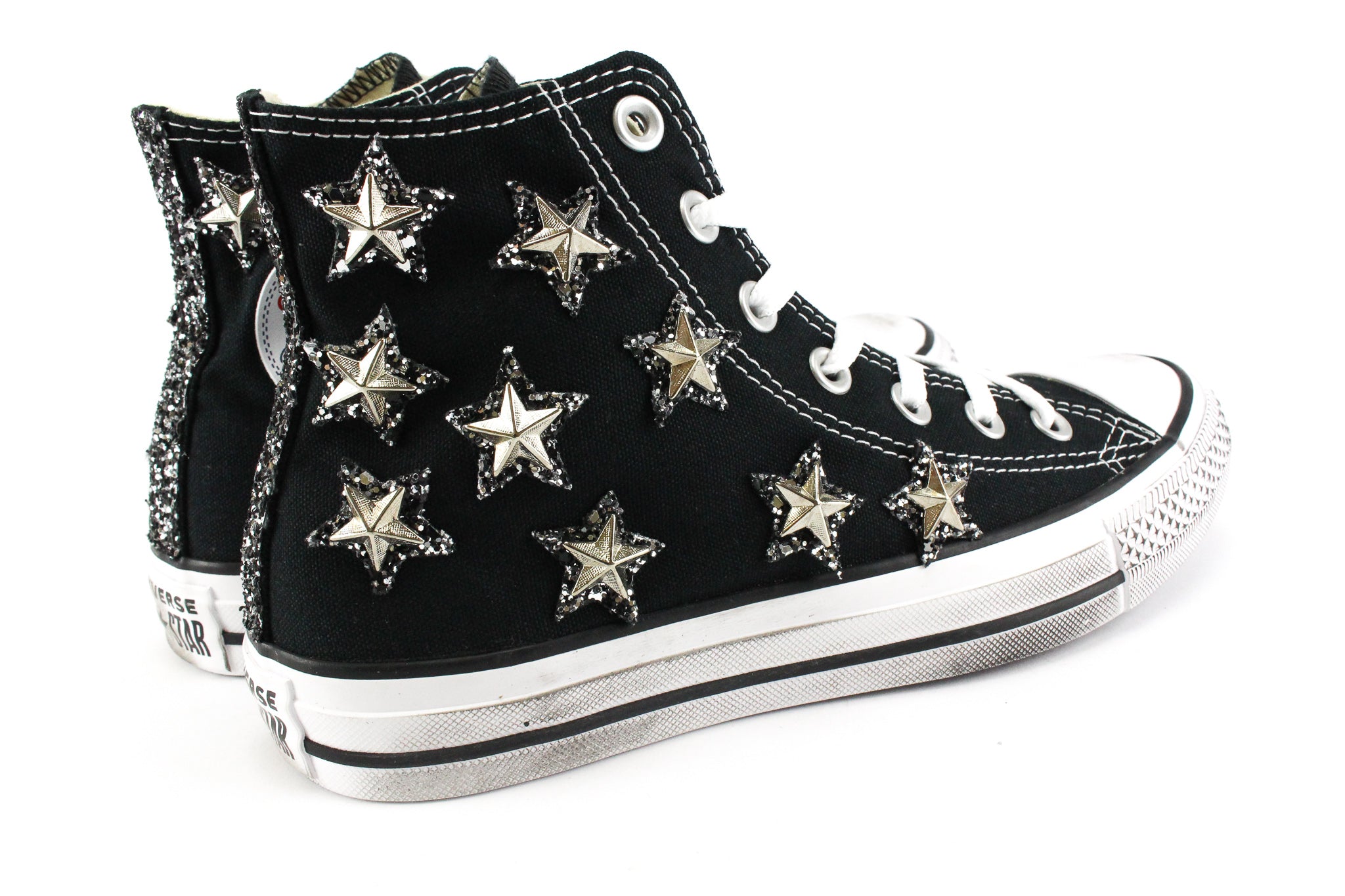 Converse All Star J Black Stelle Glitter Silver