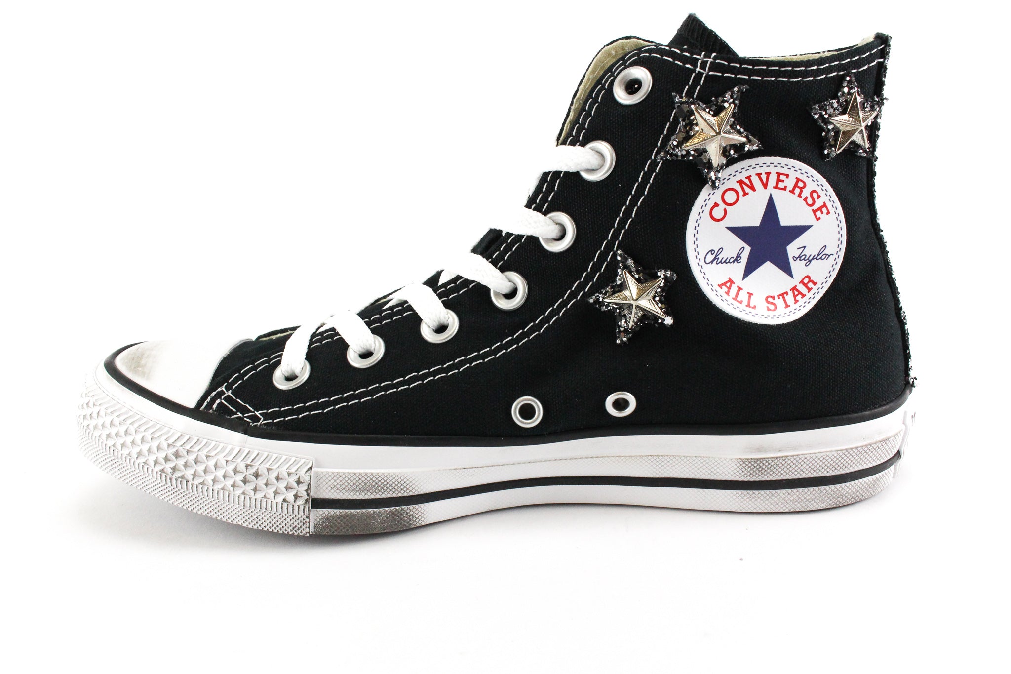 Converse All Star J Black Stelle Glitter Silver