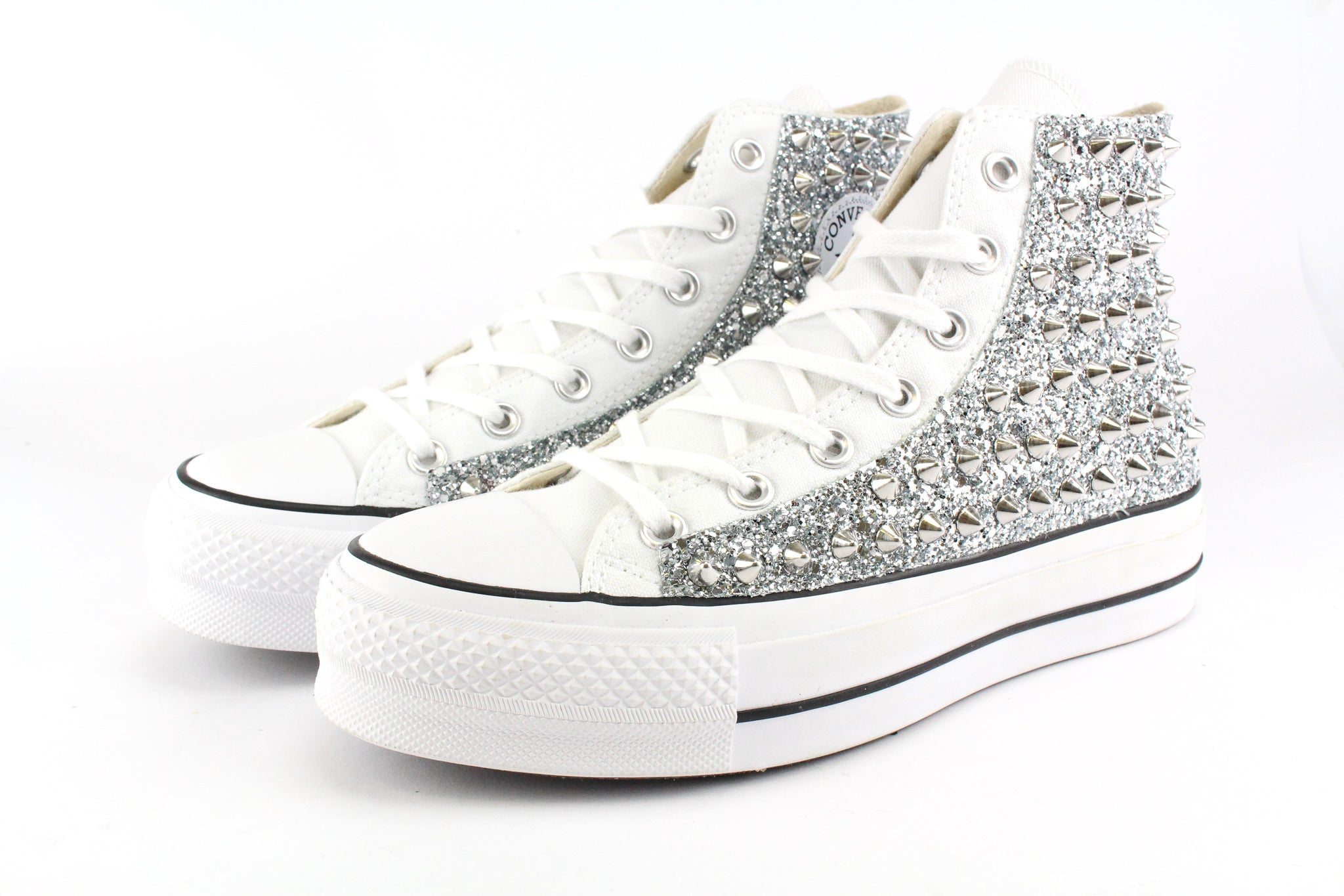 Converse All Star Platform Silver Glitter & Total Borchie