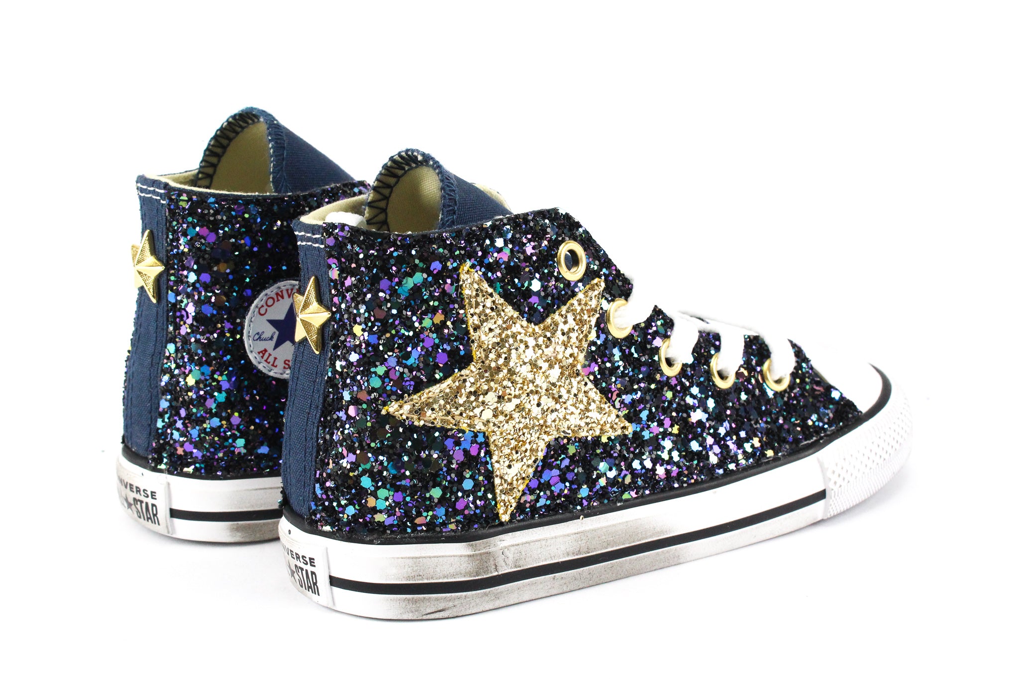 Converse All Star J Navy Black Iris Glitter & Stella Oro