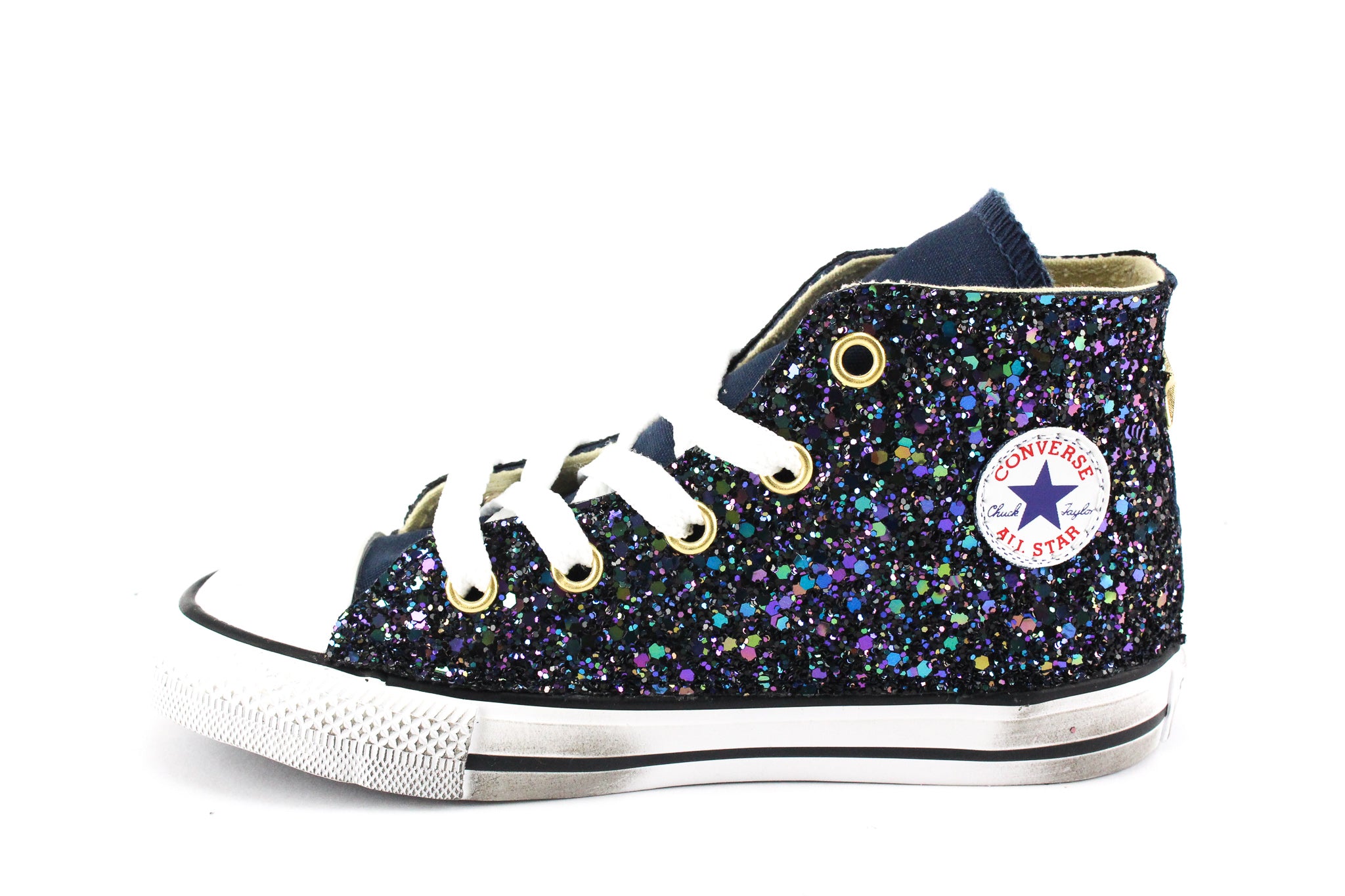 Converse All Star J Navy Black Iris Glitter & Stella Oro