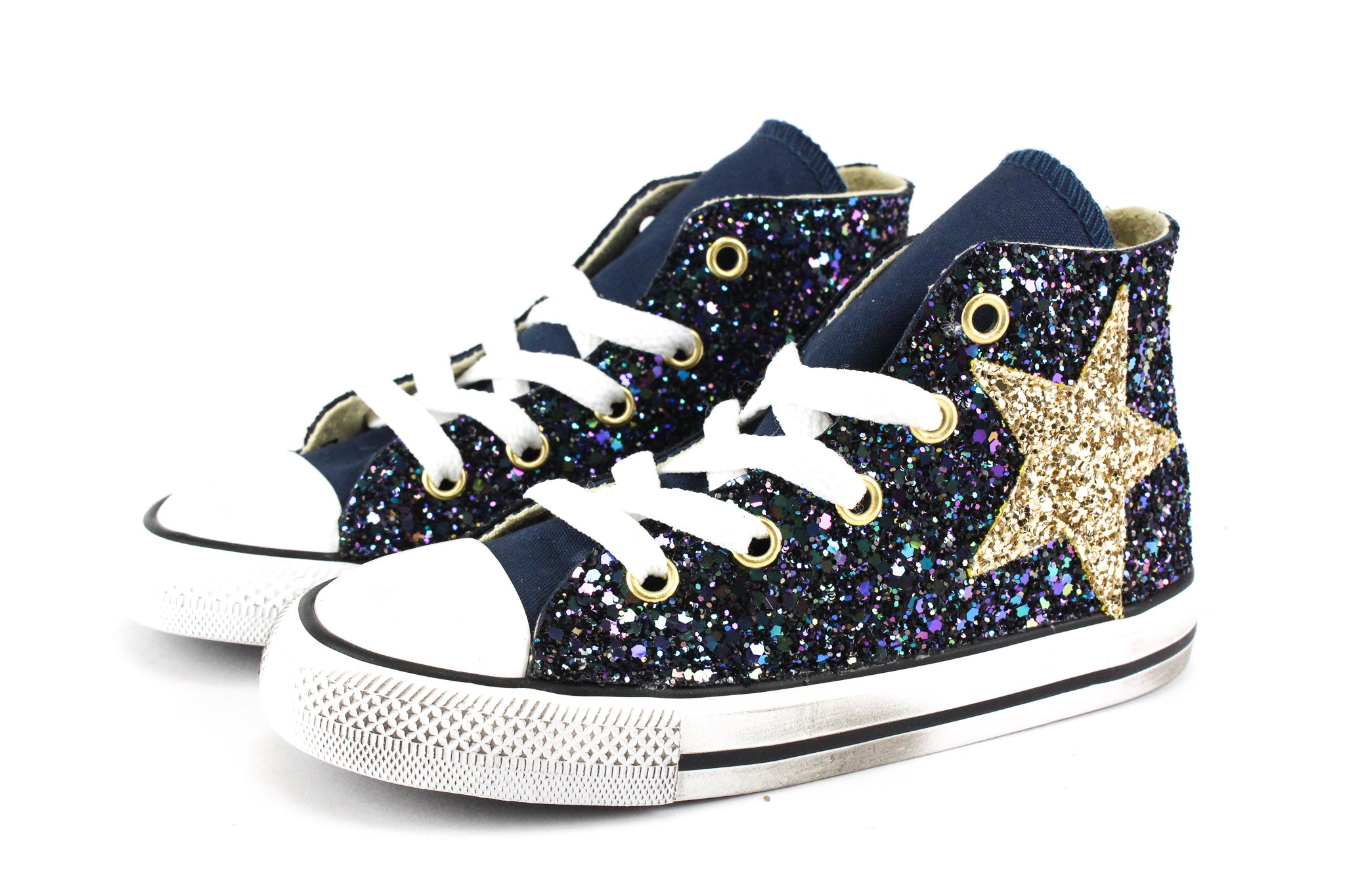 Converse All Star J Navy Black Iris Glitter & Stella Oro