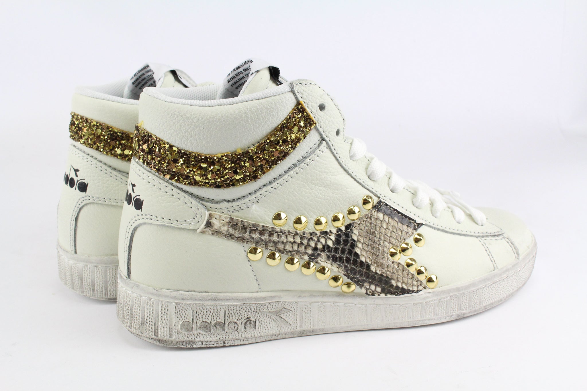 Diadora Game L High Waxed Pitone Glitter & Borchie