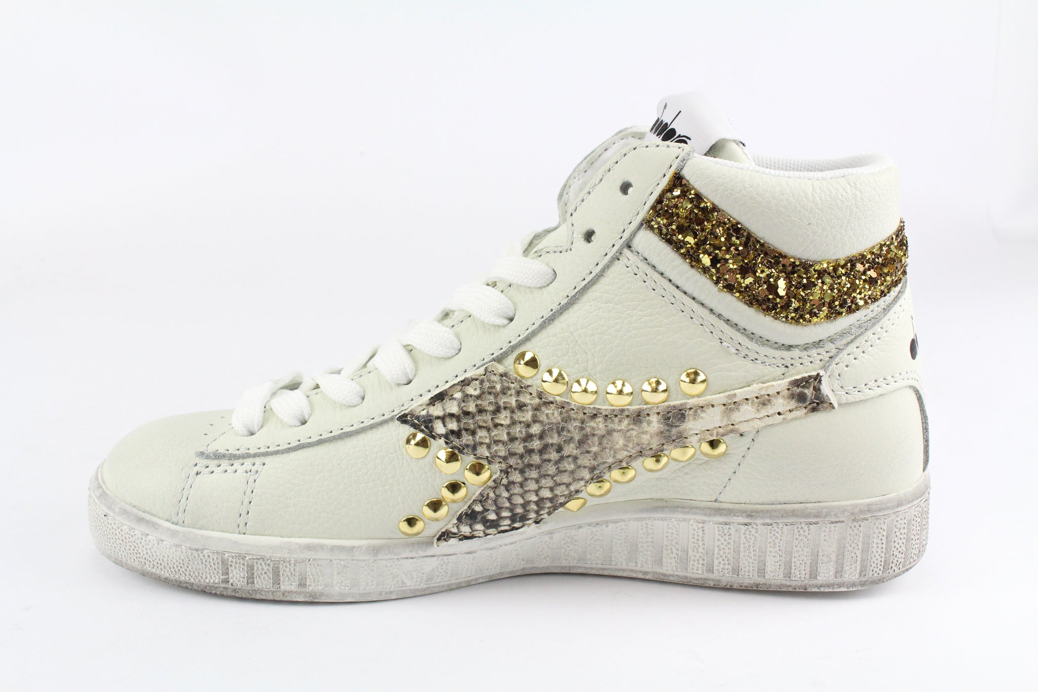 Diadora Game L High Waxed Pitone Glitter & Borchie