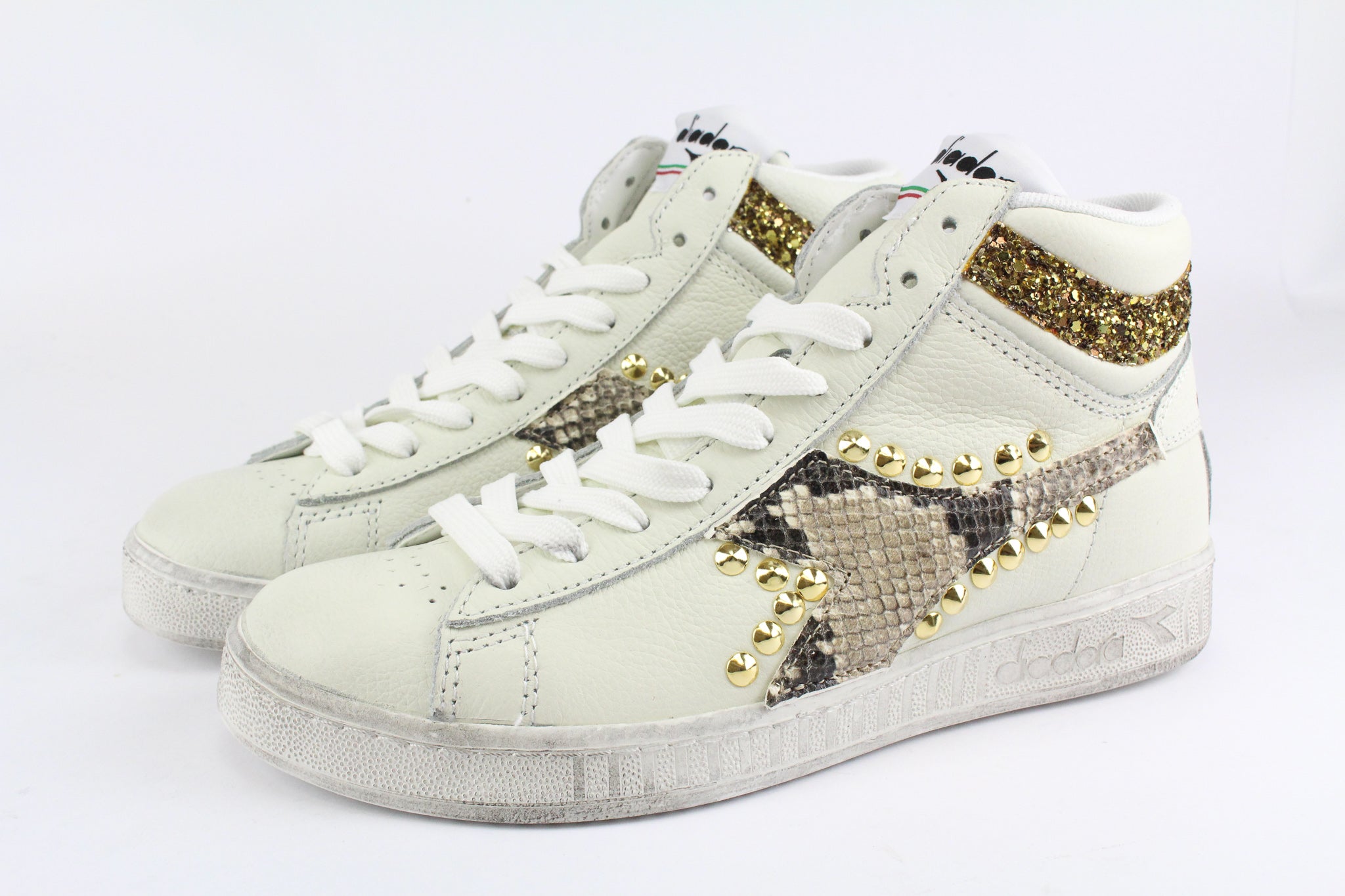 Diadora Game L High Waxed Pitone Glitter & Borchie