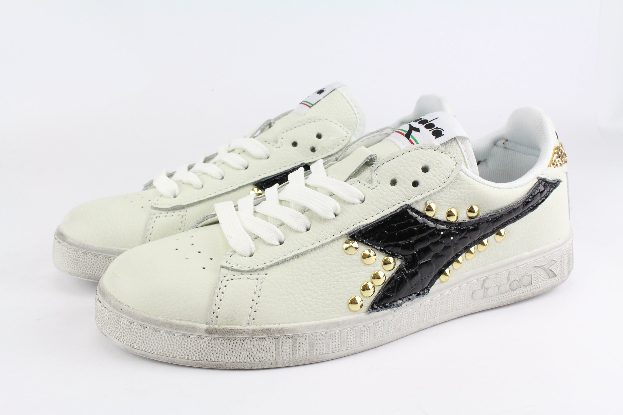 Diadora Game L Low Waxed Cocco Nero Glitter & Borchie