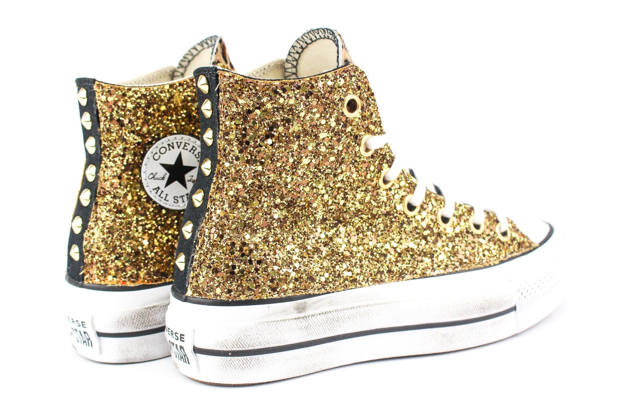 Converse All Star Platform Black Total Gold & Cavallino Maculato