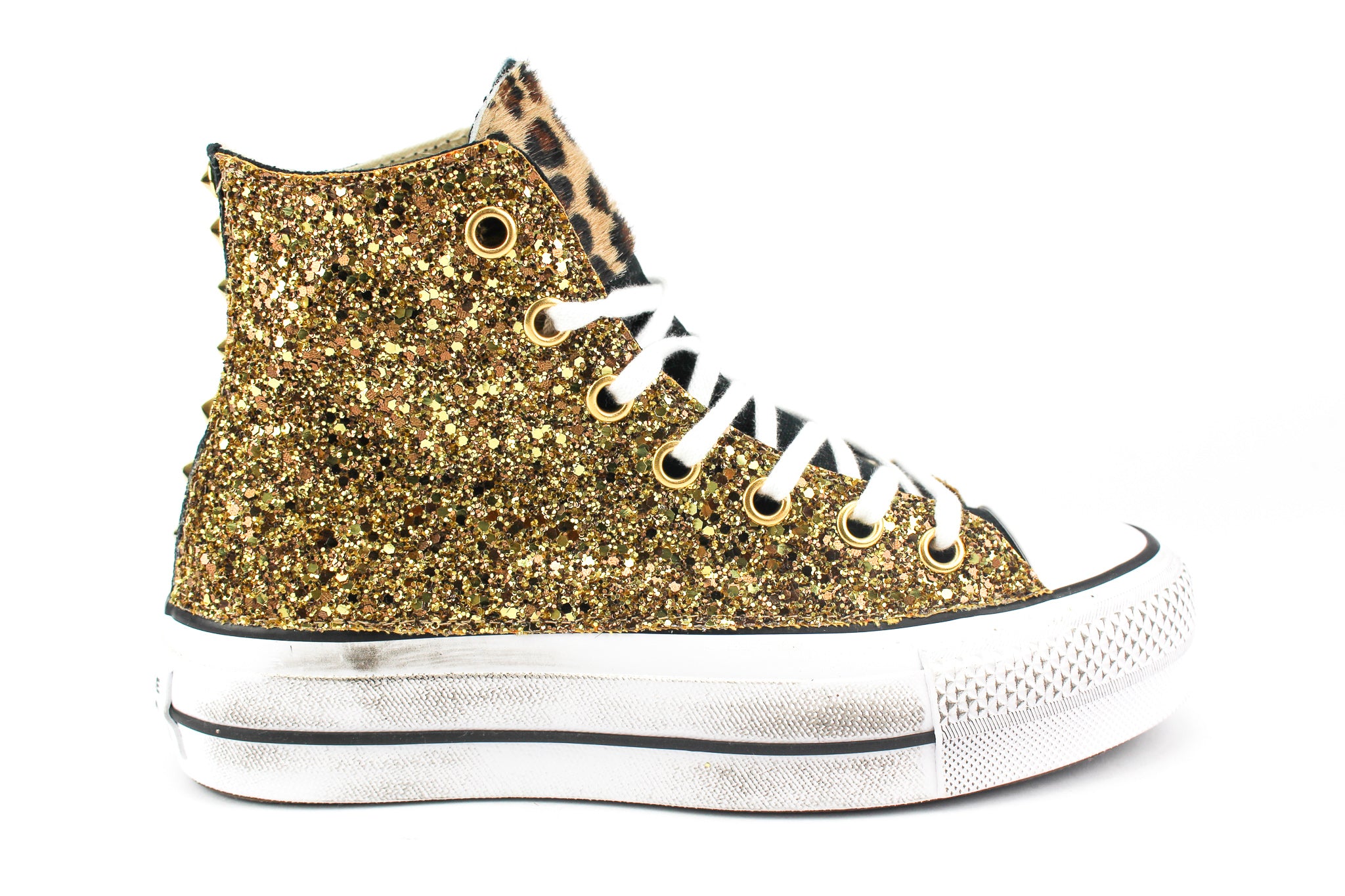 Converse All Star Platform Black Total Gold & Cavallino Maculato