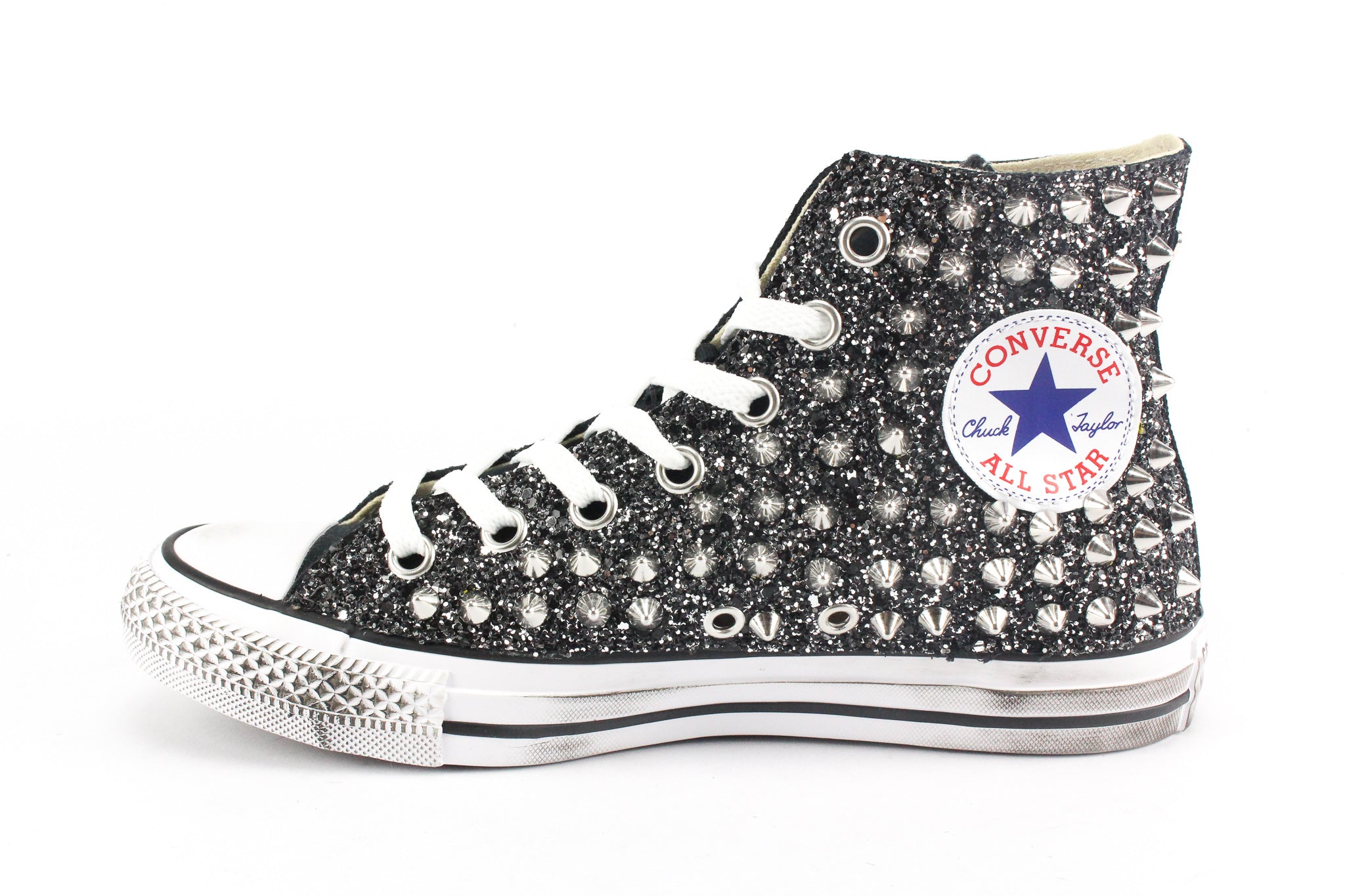 Converse All Star Black Total Glitter & Borchie