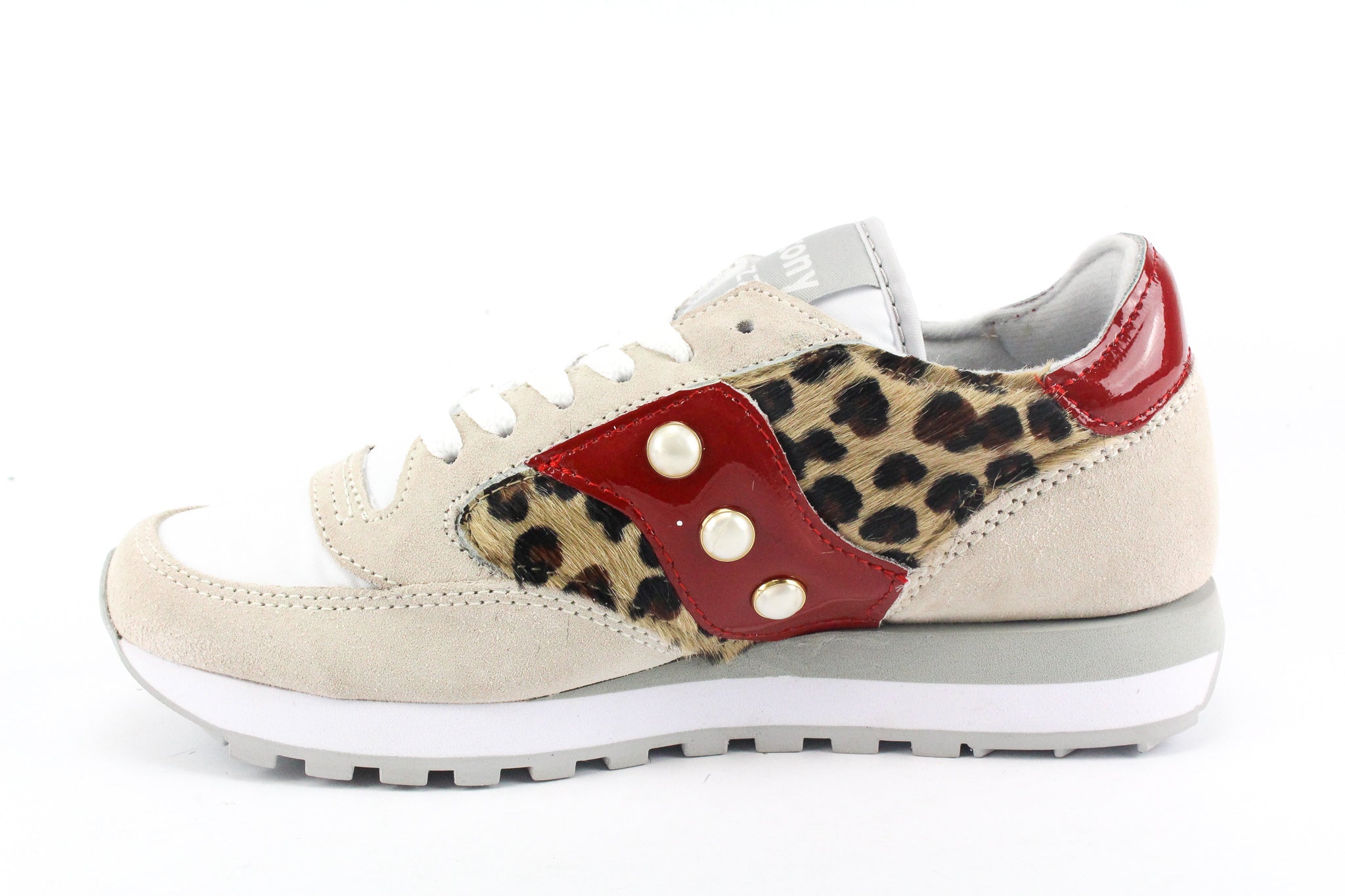 Saucony Jazz White Cavallino Maculato Vernice Rossa & Perle