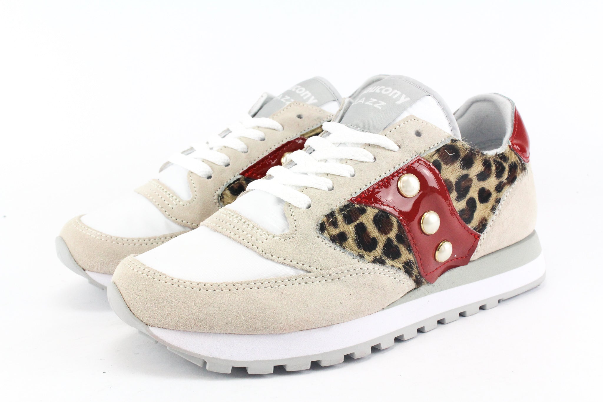Saucony Jazz White Cavallino Maculato Vernice Rossa & Perle
