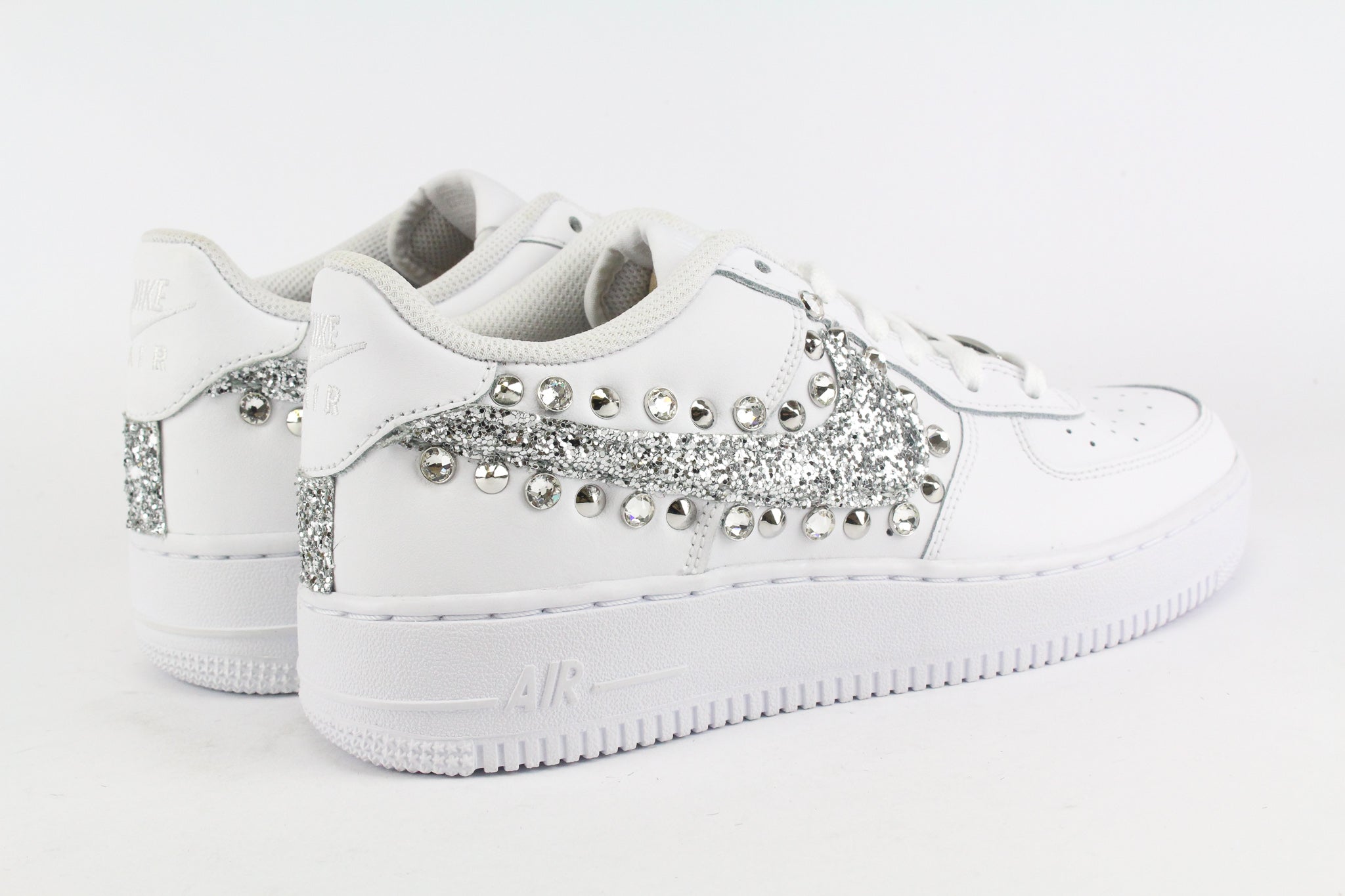 Nike Air Force 1 '07 Silver Glitter Borchie & Strass