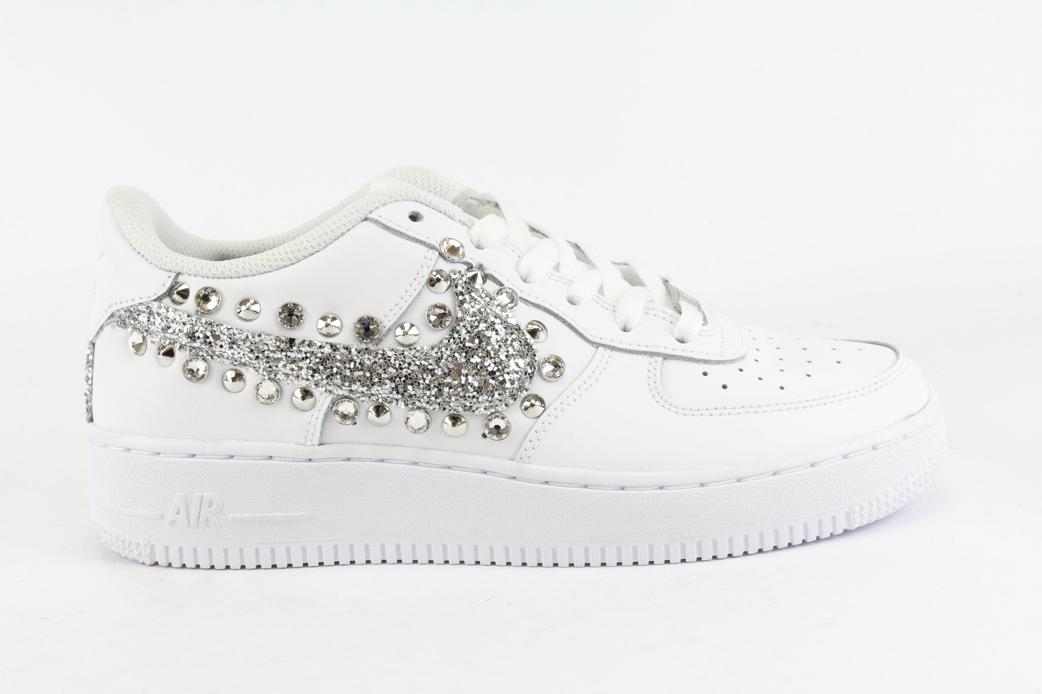 Nike Air Force 1 '07 Silver Glitter Borchie & Strass