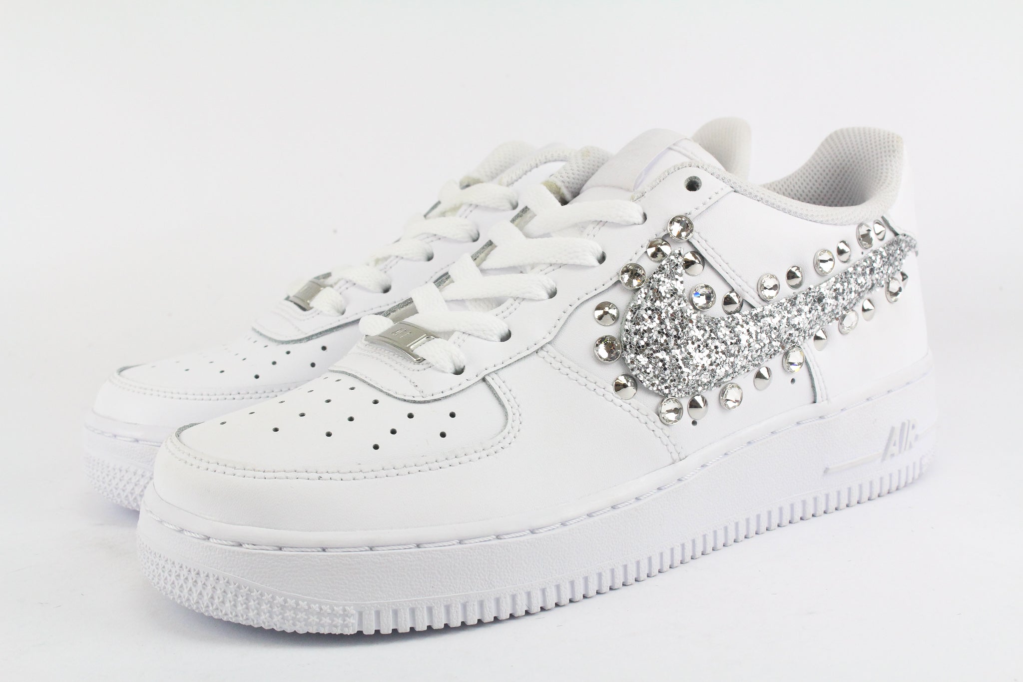 Nike Air Force 1 '07 Silver Glitter Borchie & Strass