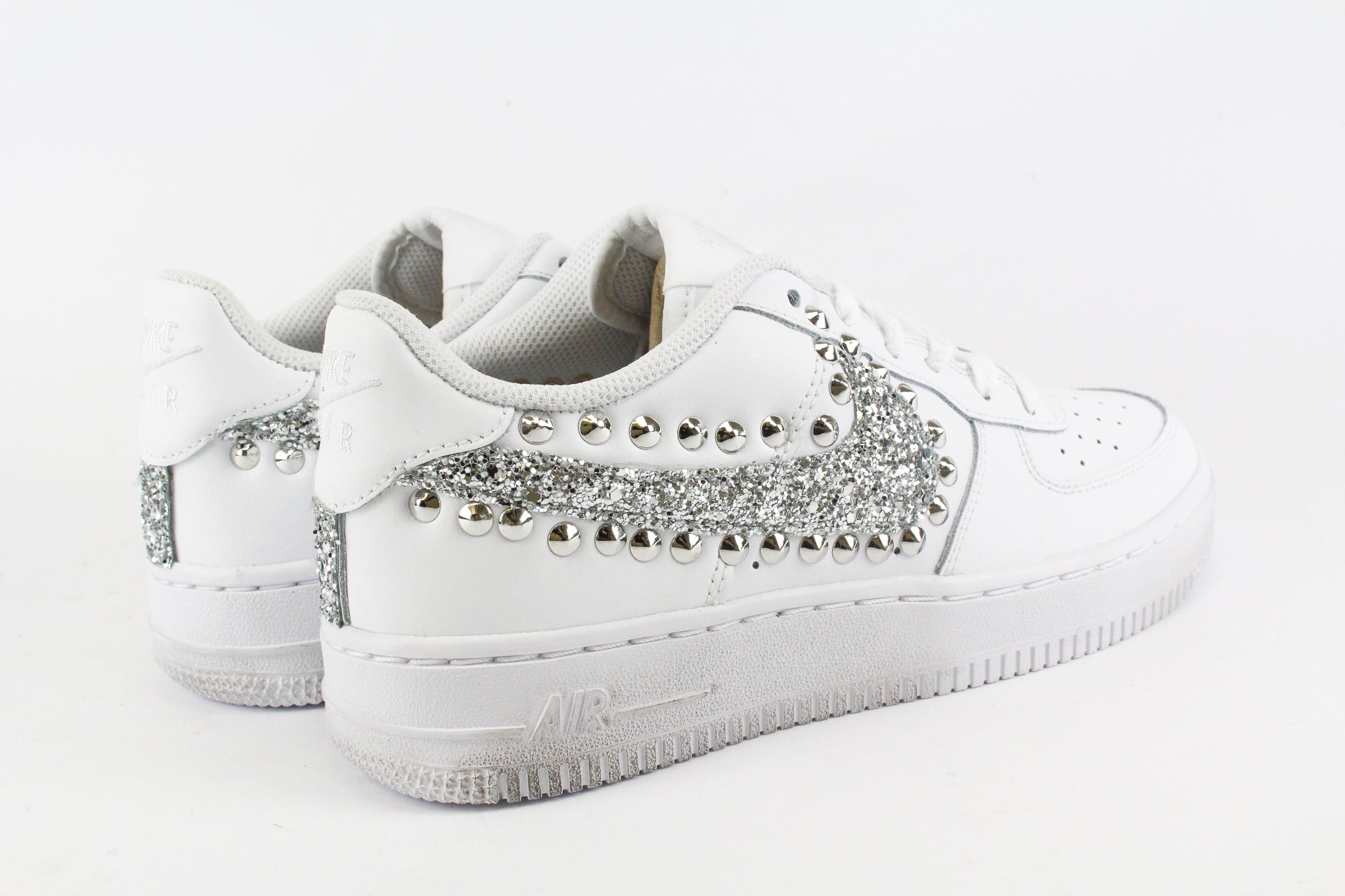 Nike Air Force 1 '07 Silver Glitter & Borchie