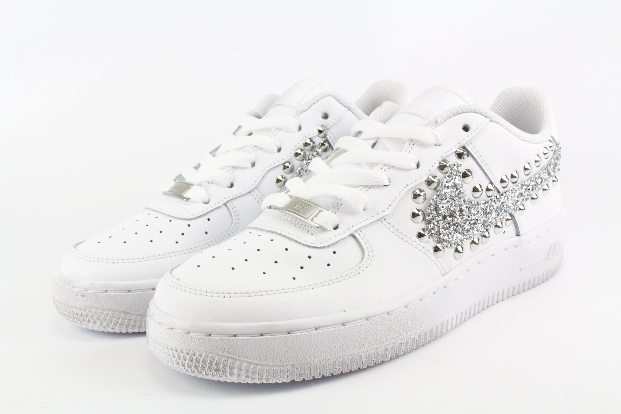 Nike Air Force 1 '07 Silver Glitter & Borchie