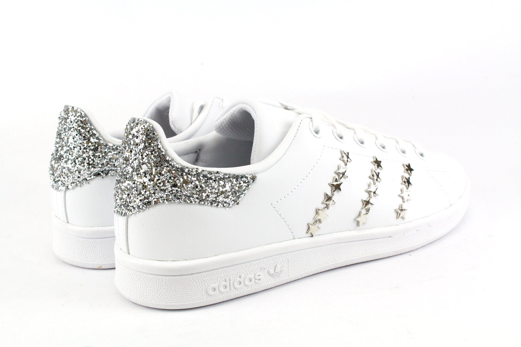 Adidas Stan Smith J Silver Glitter & Borchie Stelline