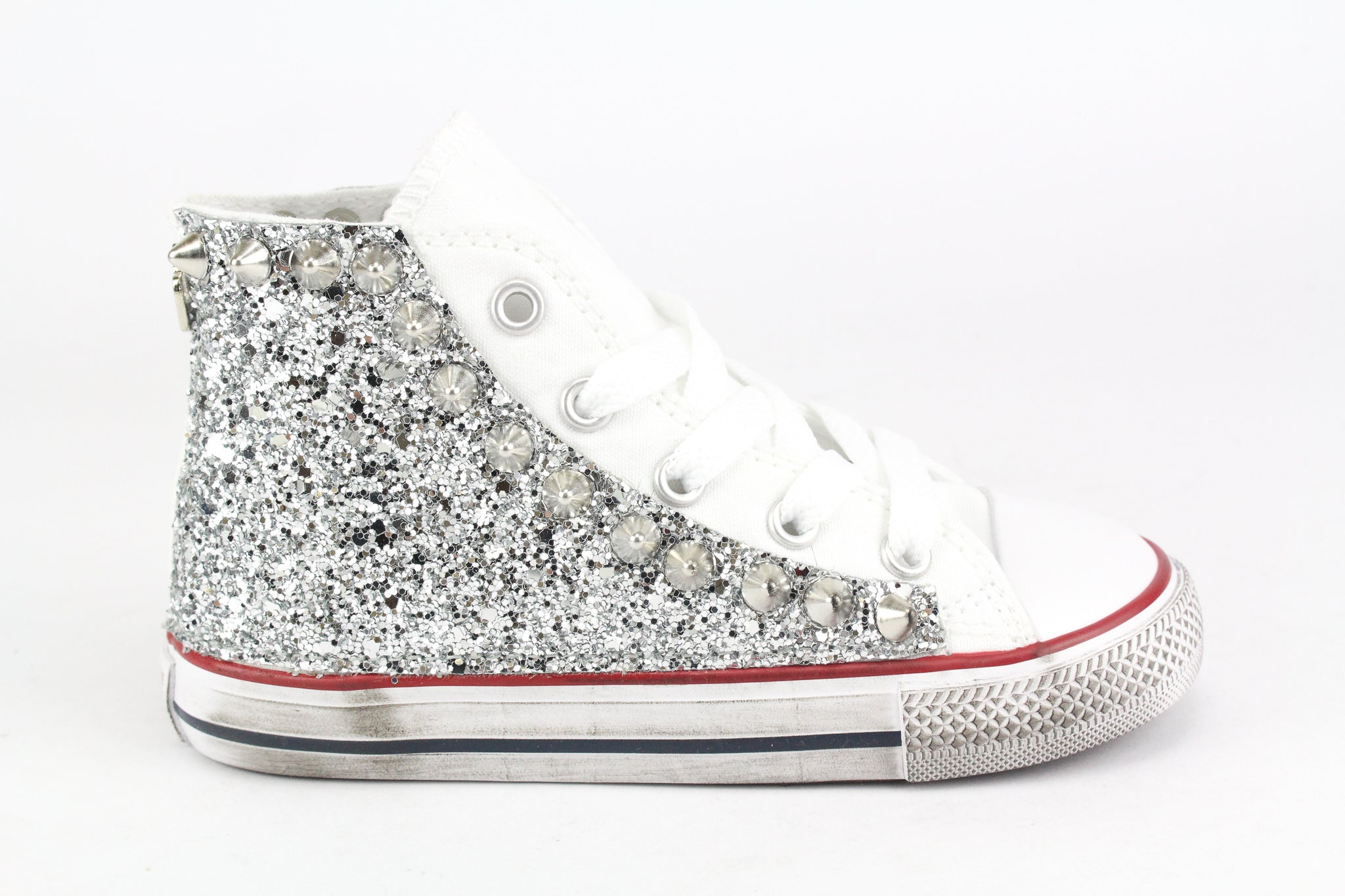 Converse All Star J Silver Glitter & Borchie