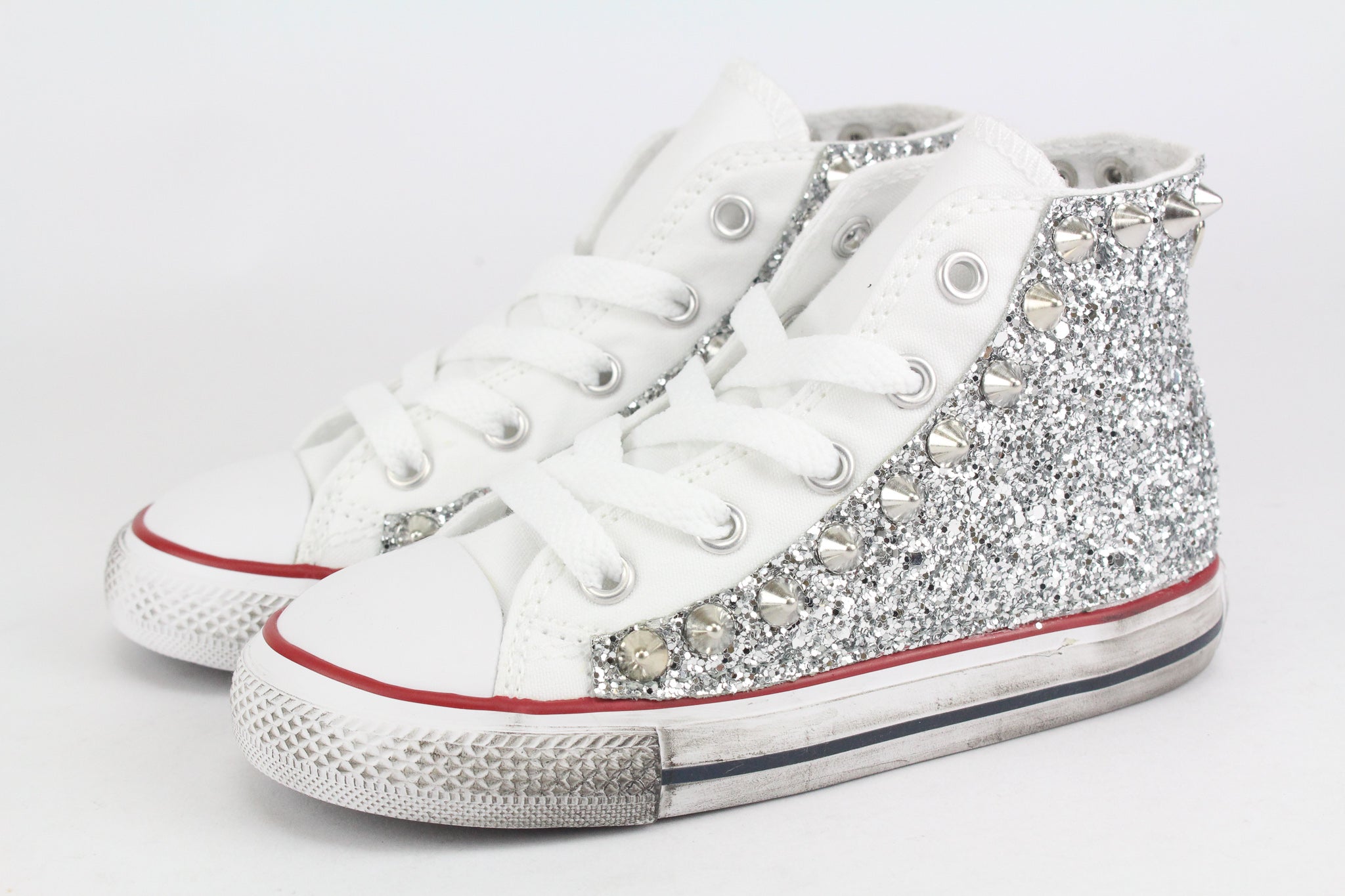 Converse All Star J Silver Glitter & Borchie