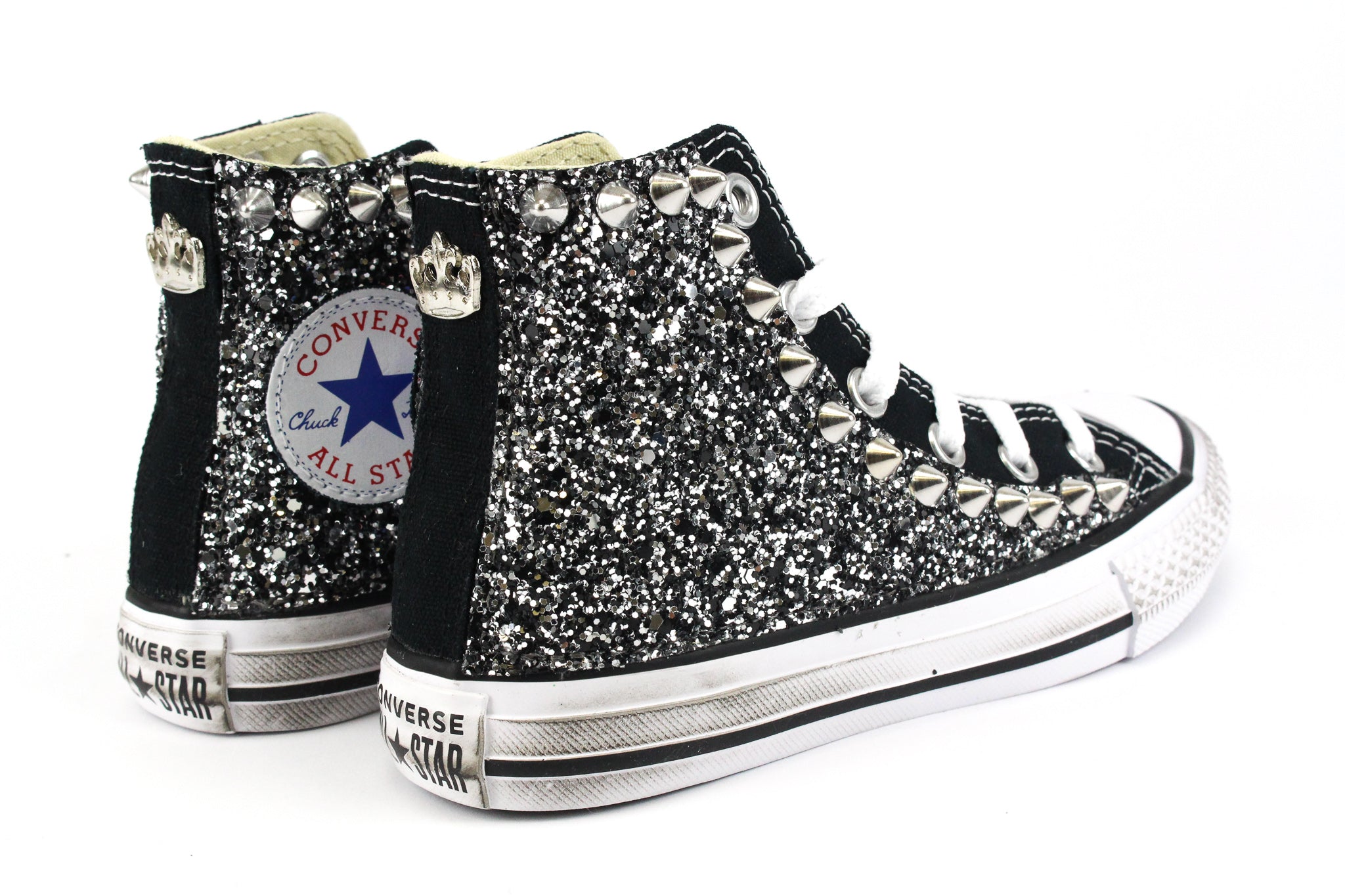 Converse All Star J Black Silver Glitter & Borchie