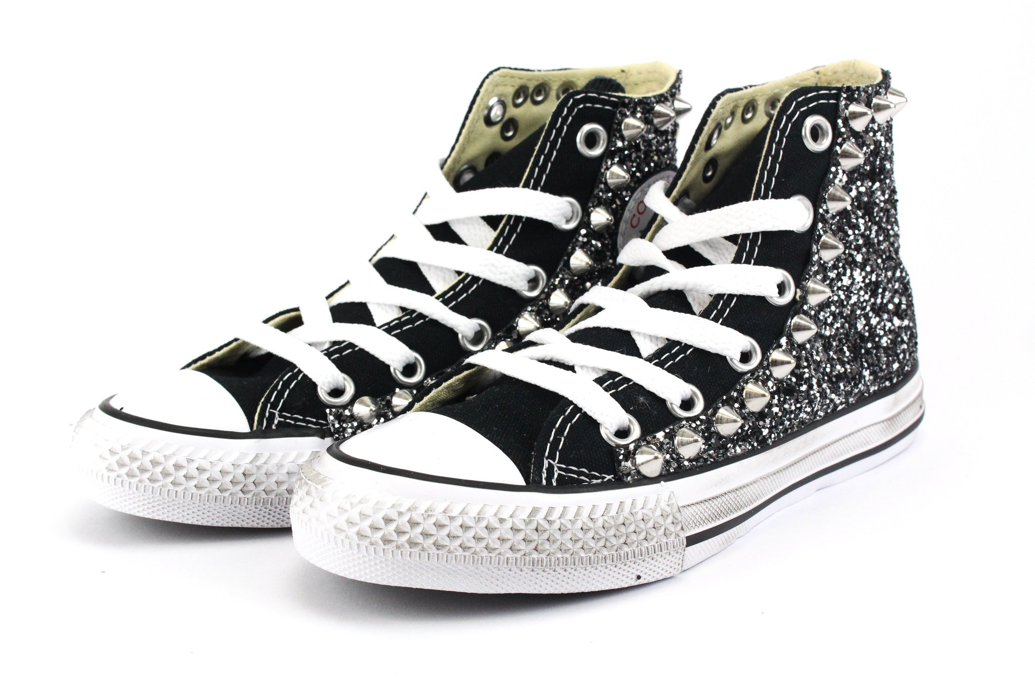 Converse All Star J Black Silver Glitter & Borchie