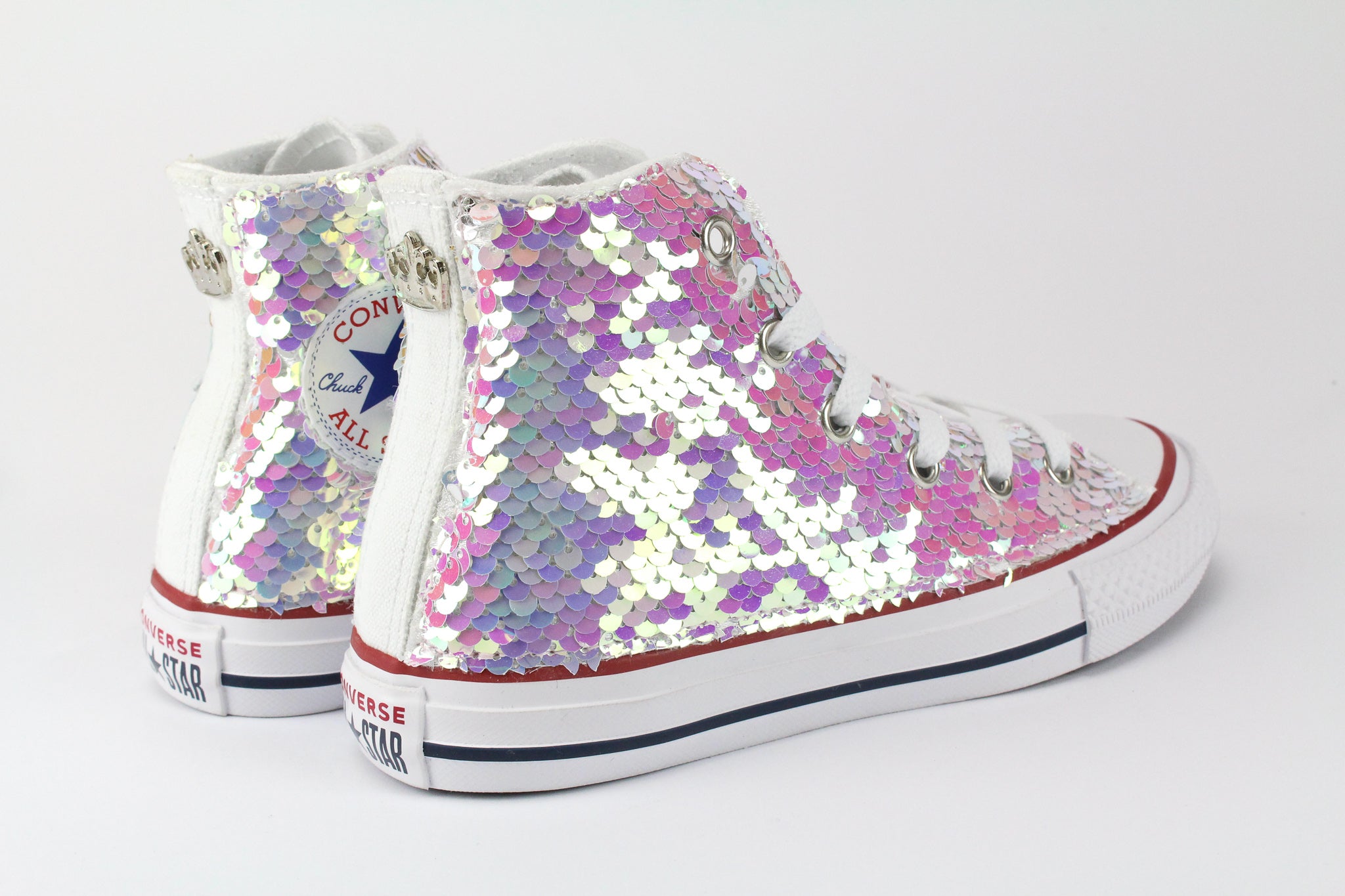Converse All Star White & Paillettes Rosa