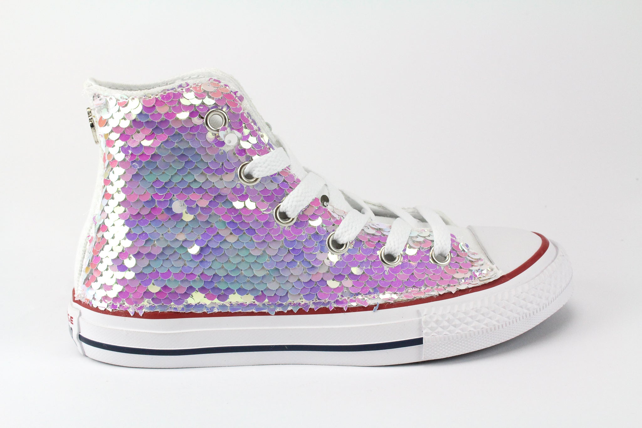 Converse All Star White & Paillettes Rosa