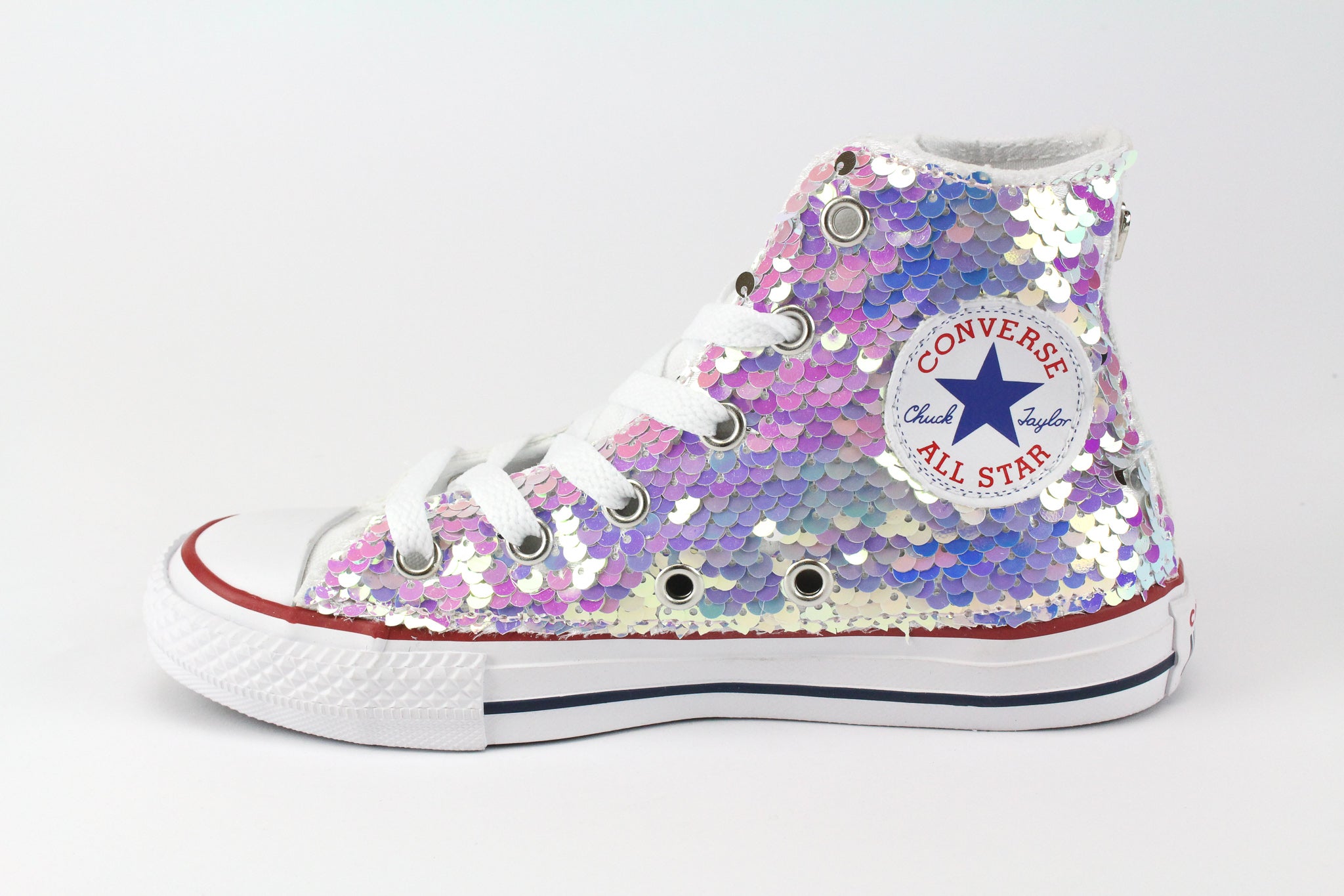 Converse All Star White & Paillettes Rosa