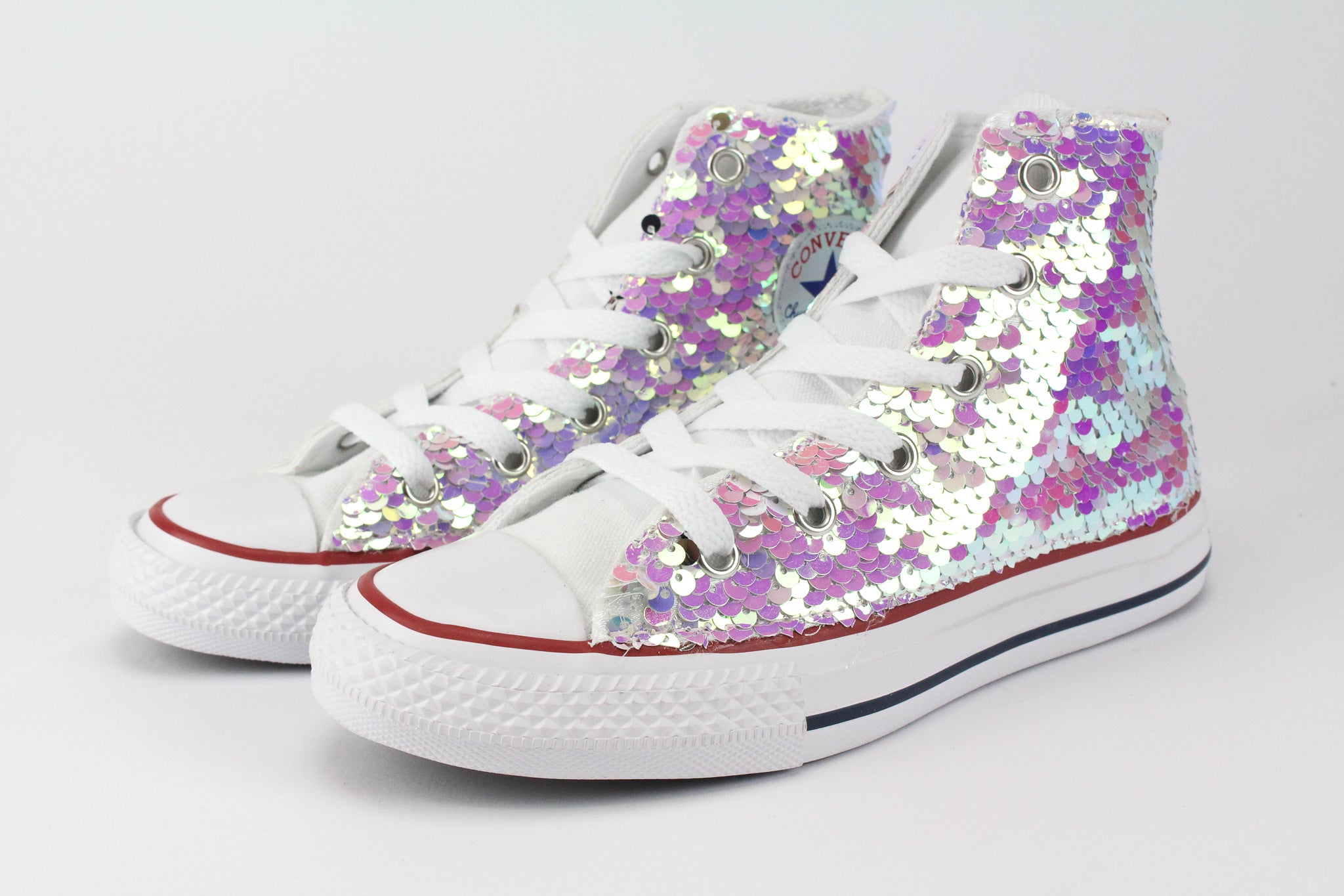 Converse All Star White & Paillettes Rosa