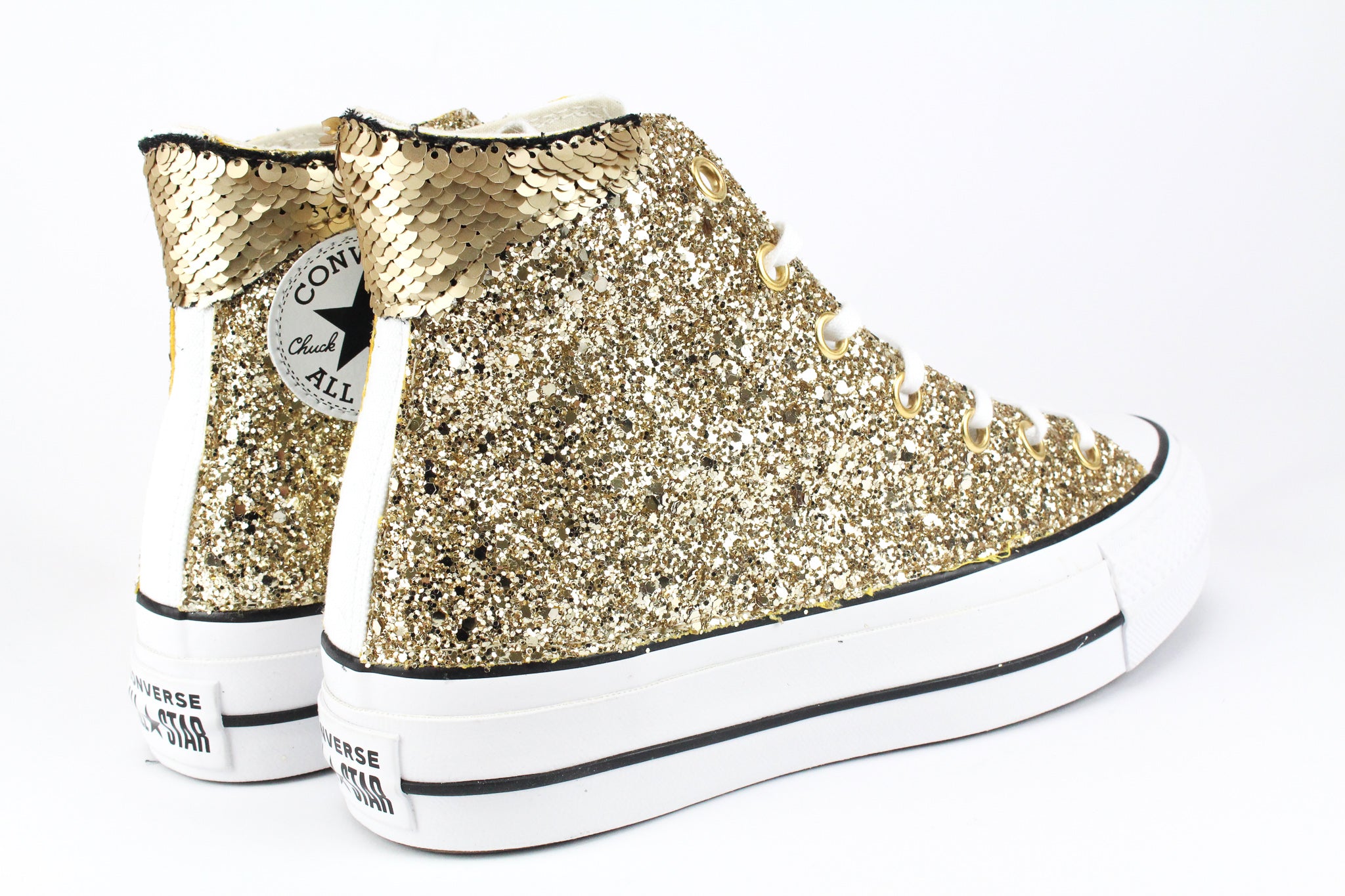 Converse All Star Platform Gold Glitter & Paillettes