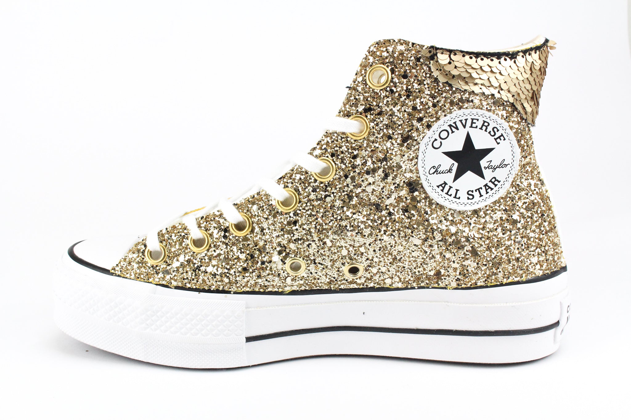 Converse All Star Platform Gold Glitter & Paillettes