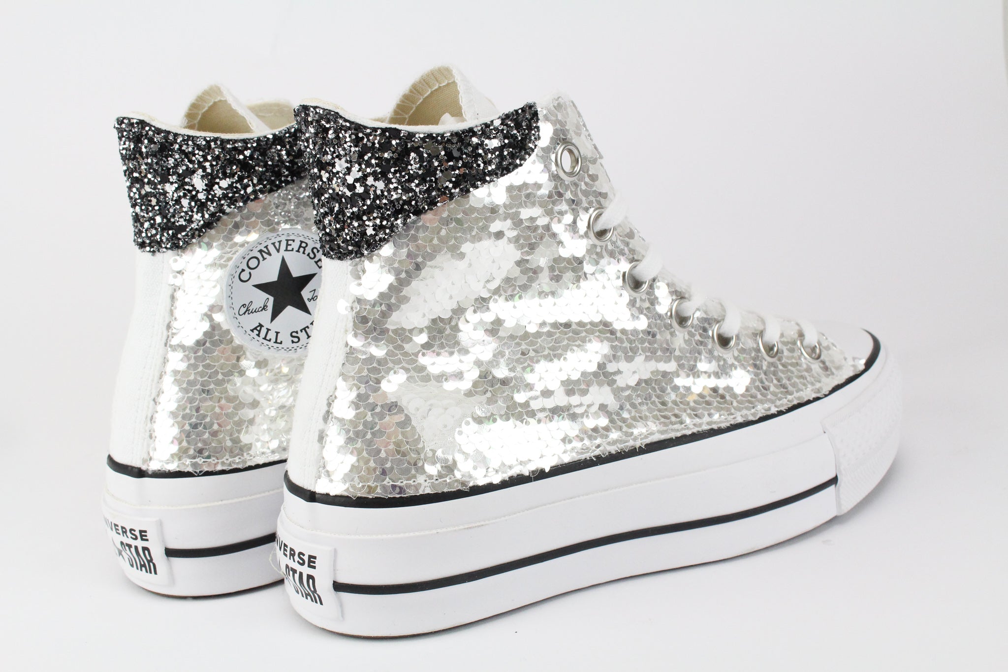 Converse All Star Platform Silver Paillettes & Glitter