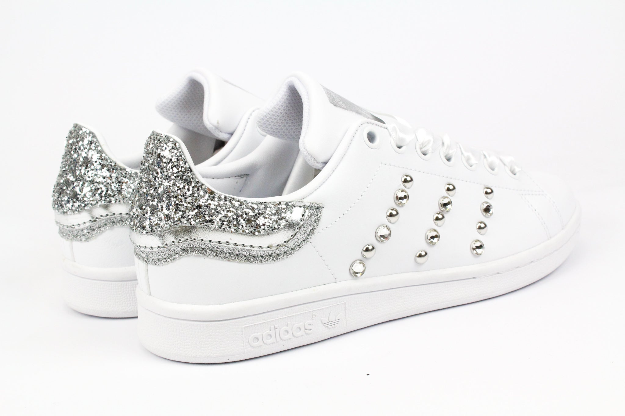 Adidas Stan Smith Silver Glitter Borchie Strass & Laminato L.Raso