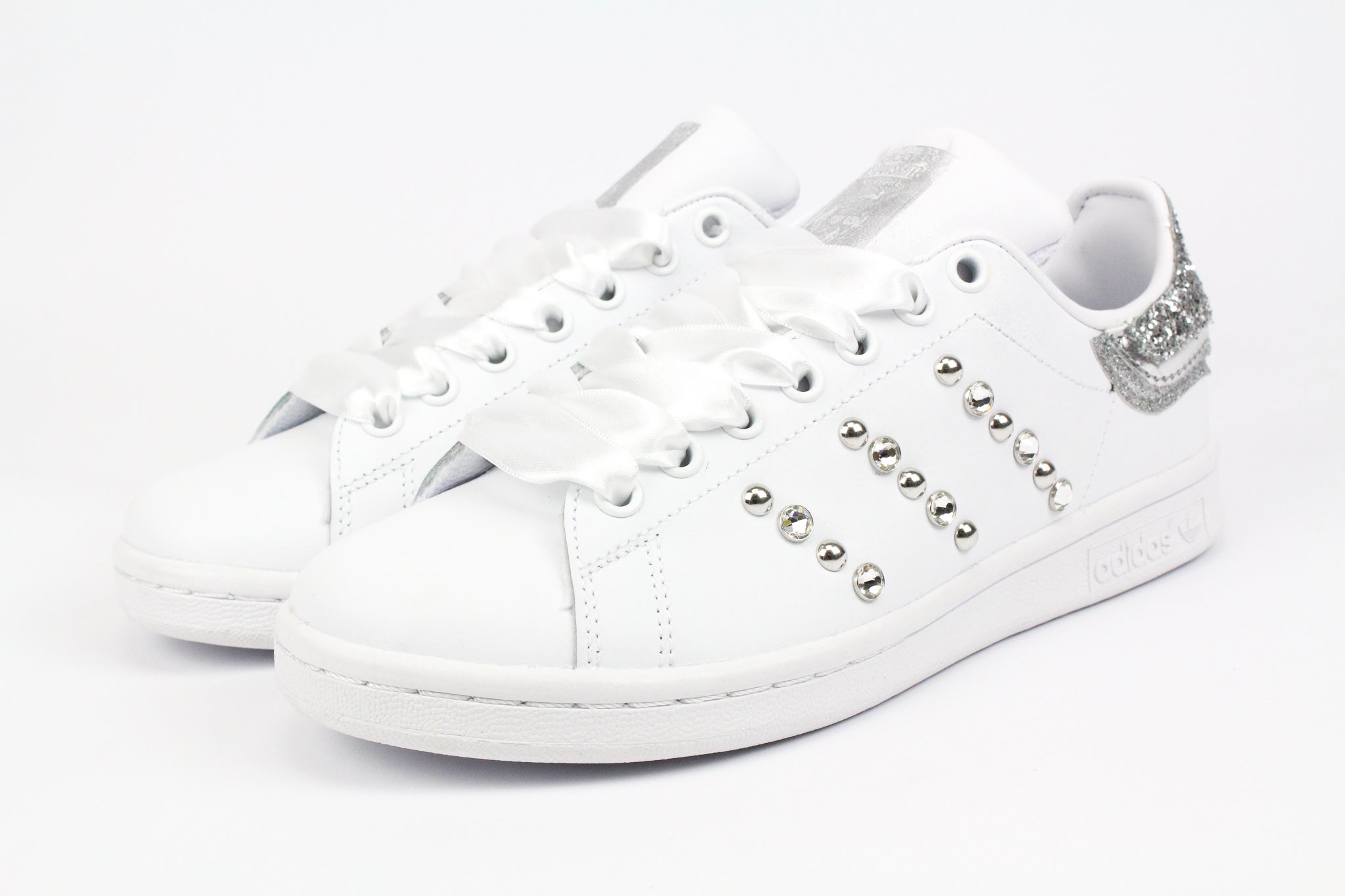 Adidas Stan Smith Silver Glitter Borchie Strass & Laminato L.Raso