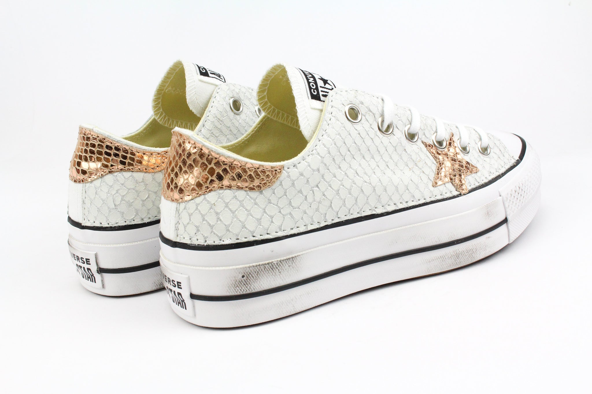 Converse All Star Platform Total Pitone White & Laminato Rosa