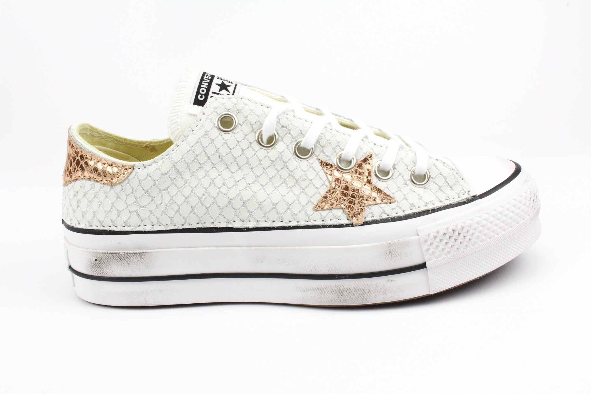 Converse All Star Platform Total Pitone White & Laminato Rosa
