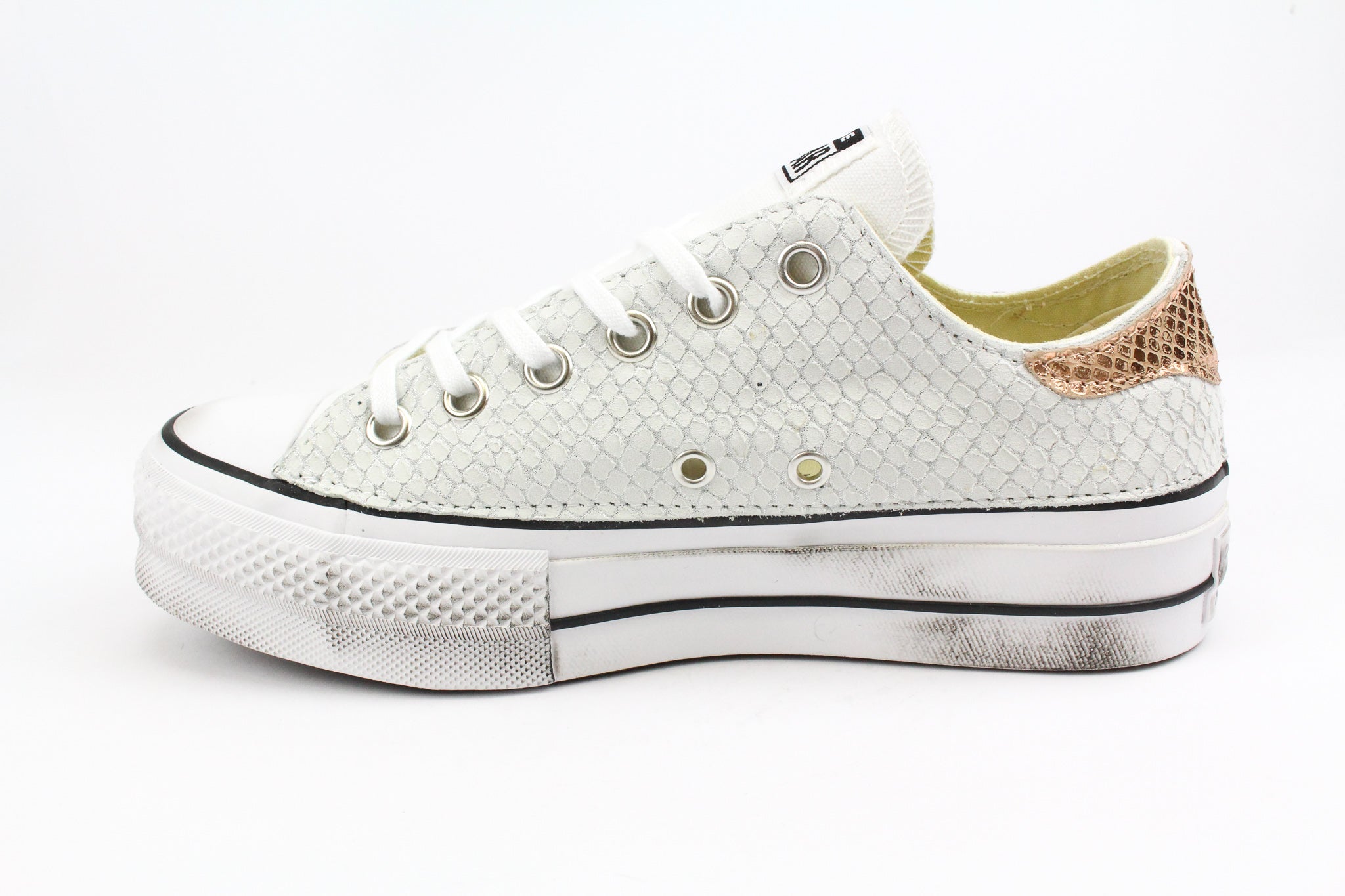 Converse All Star Platform Total Pitone White & Laminato Rosa