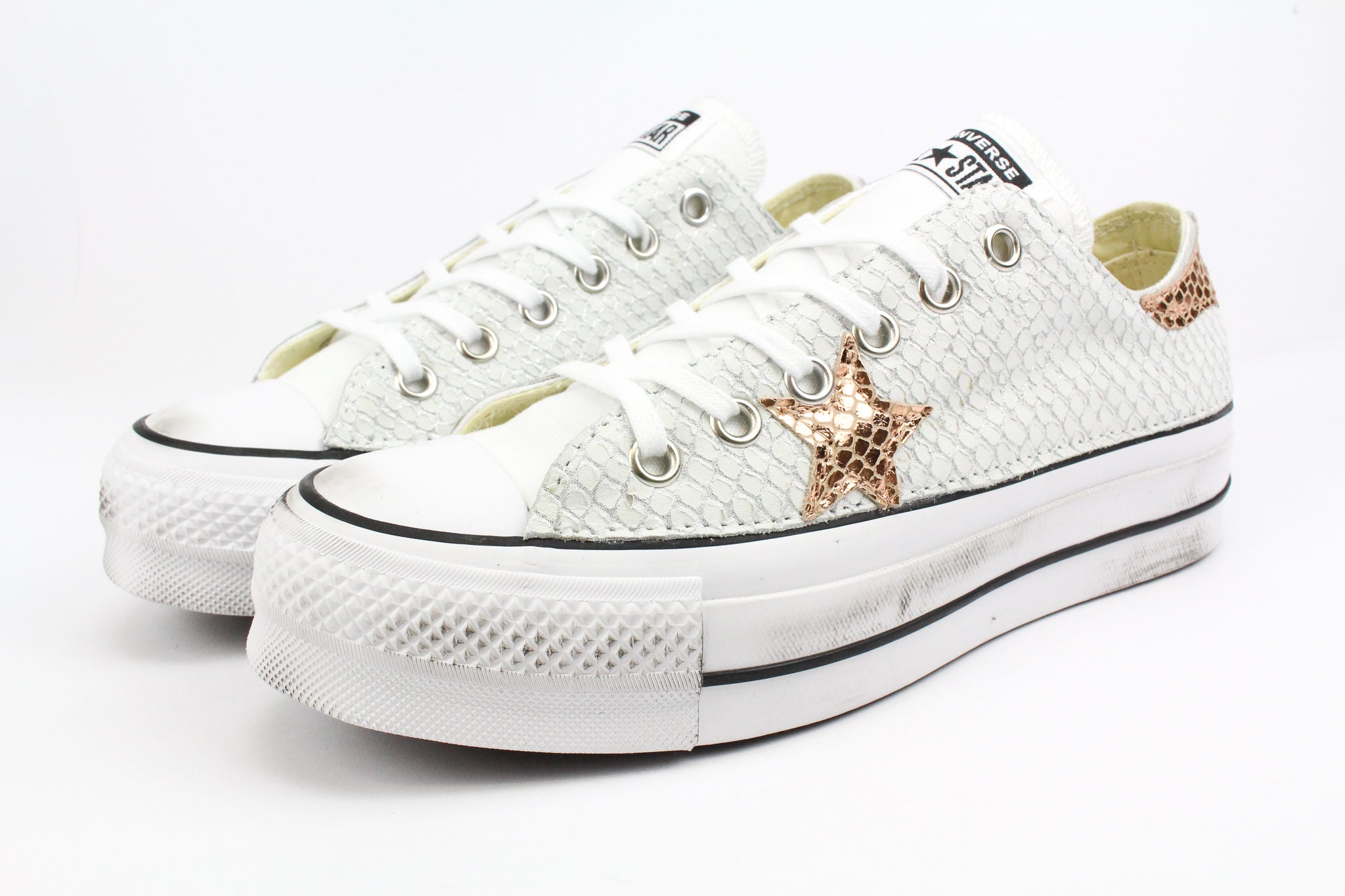 Converse All Star Platform Total Pitone White & Laminato Rosa