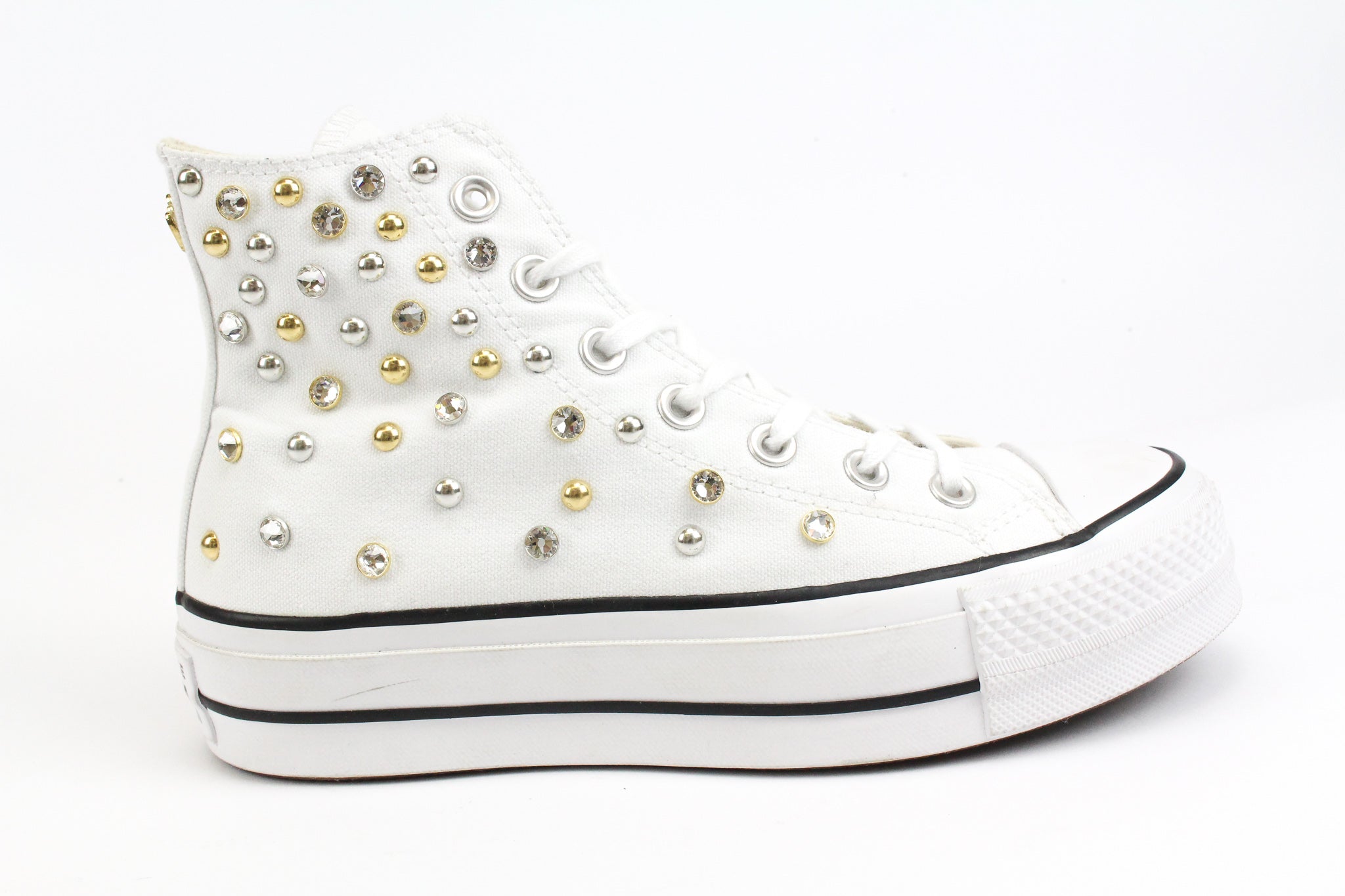 Converse All Star Platform White Strass & Borchie