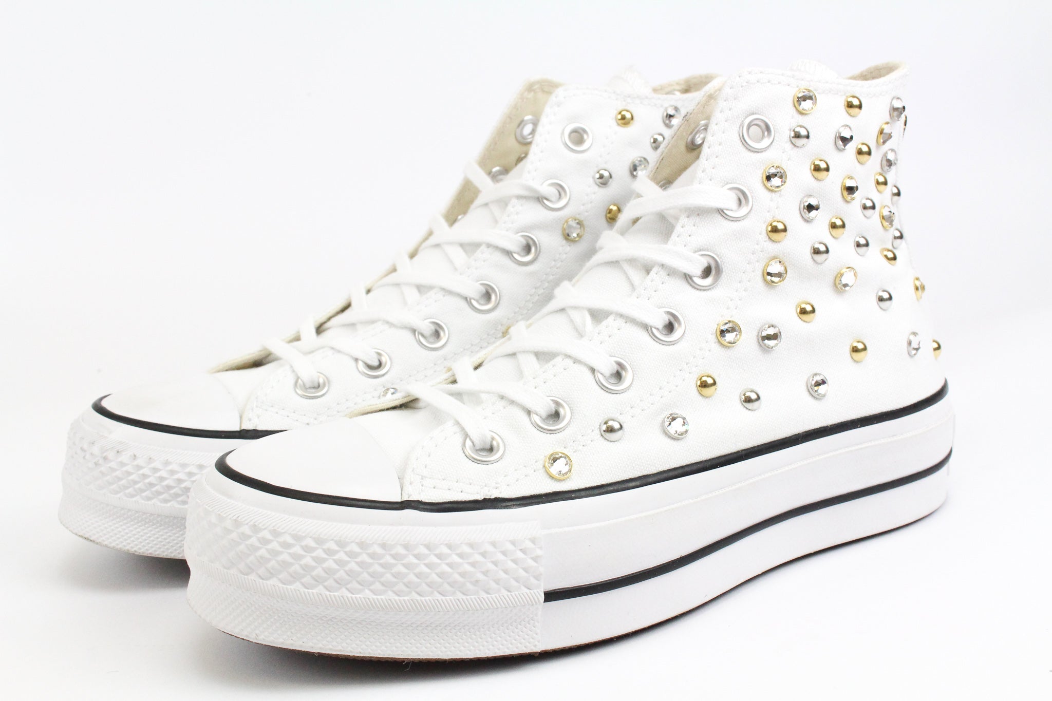 Converse All Star Platform White Strass & Borchie