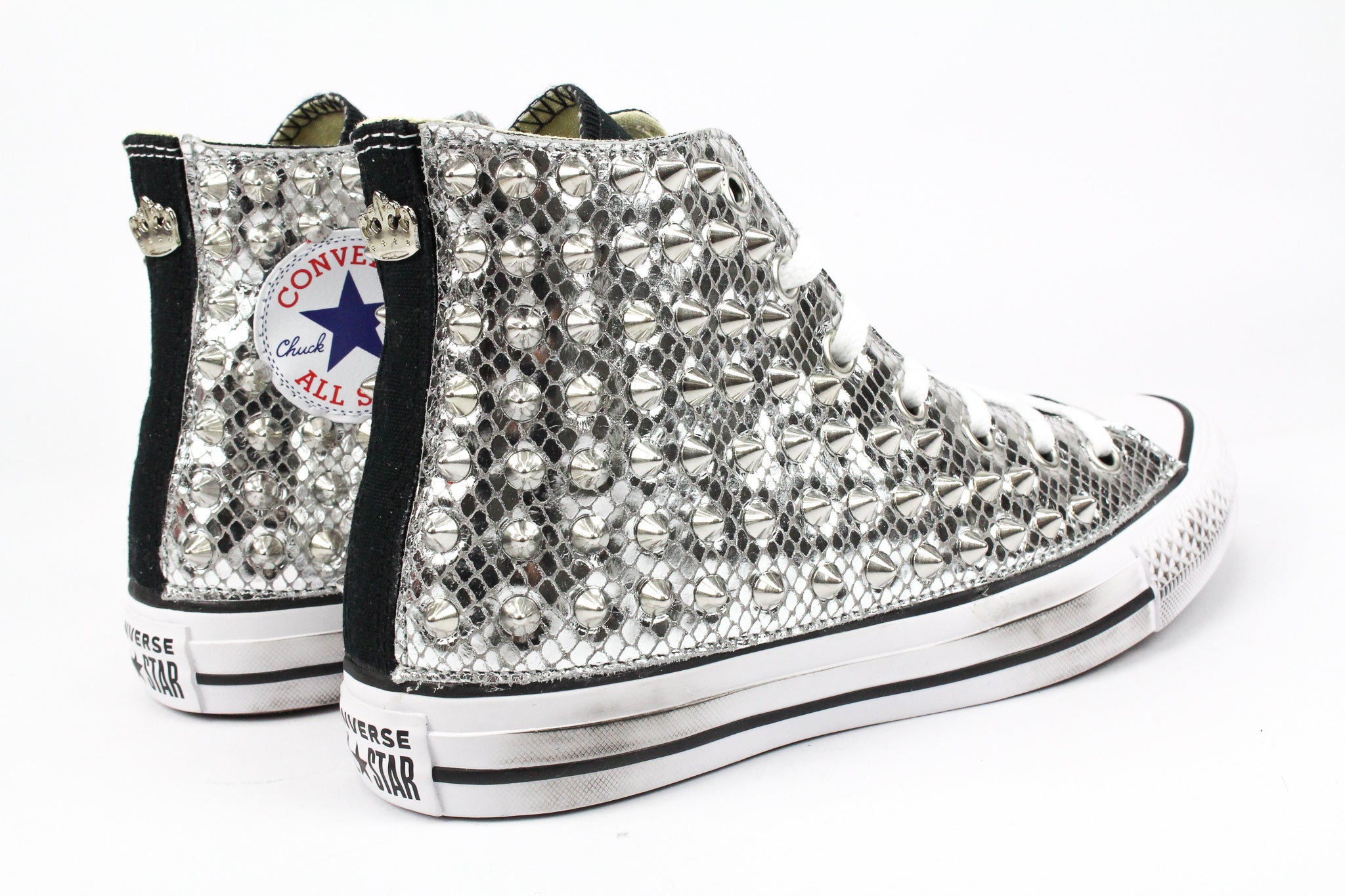 Converse All Star Black Total Pitone Laminato & Borchie